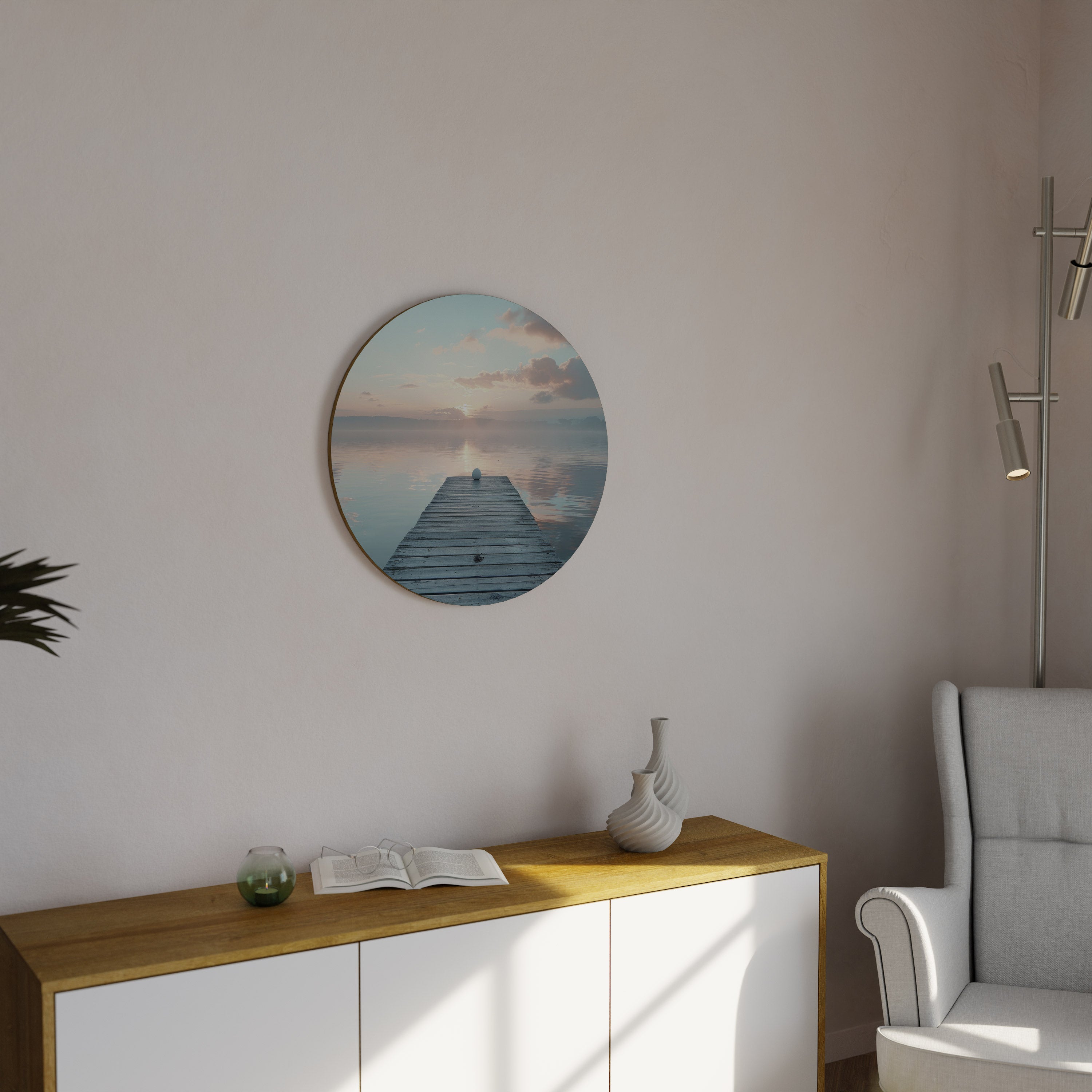 Arte de pared redondo MÍSTICA DE LA MAÑANA SUAVE