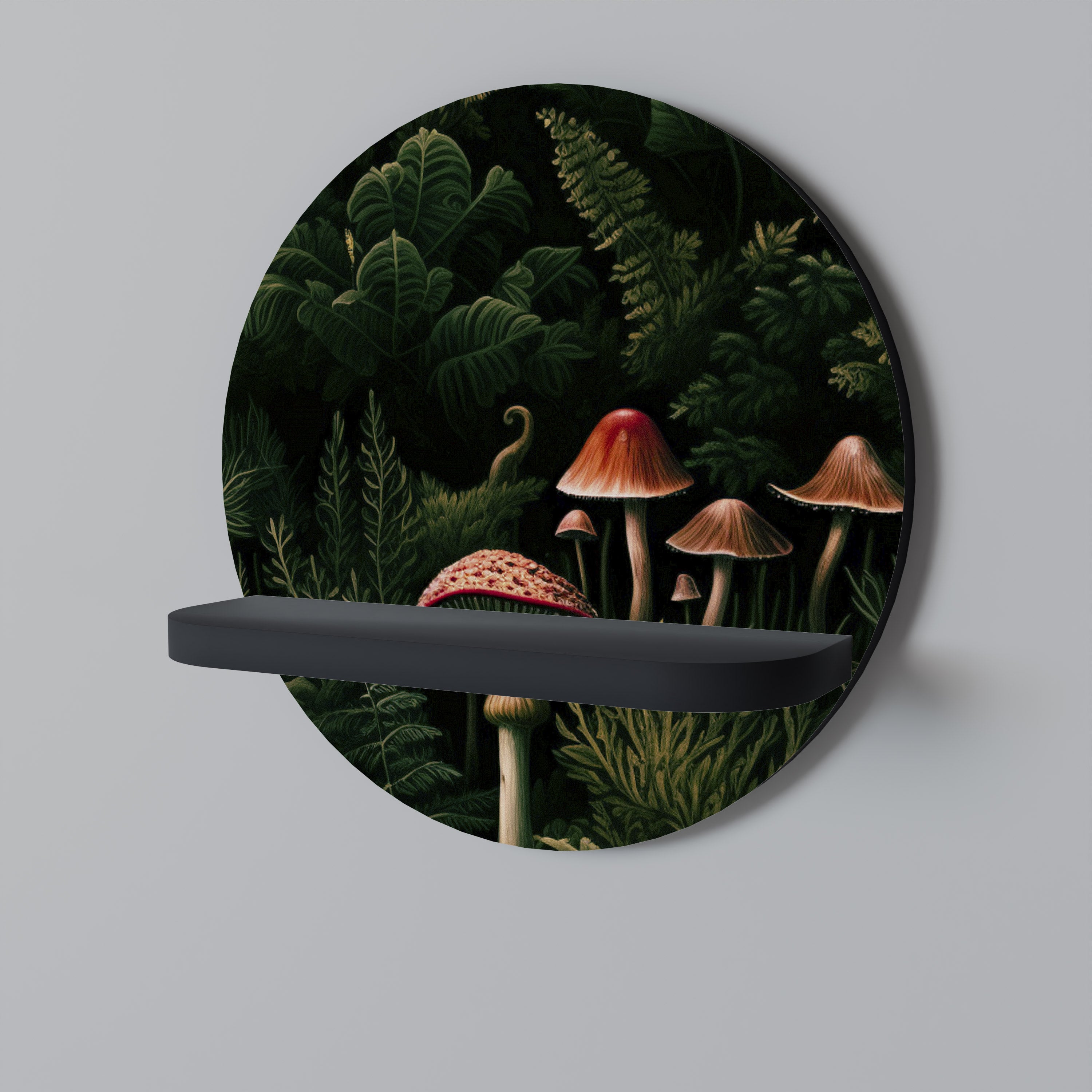 Estantería de arte redonda Whispering Woodland con acabado negro