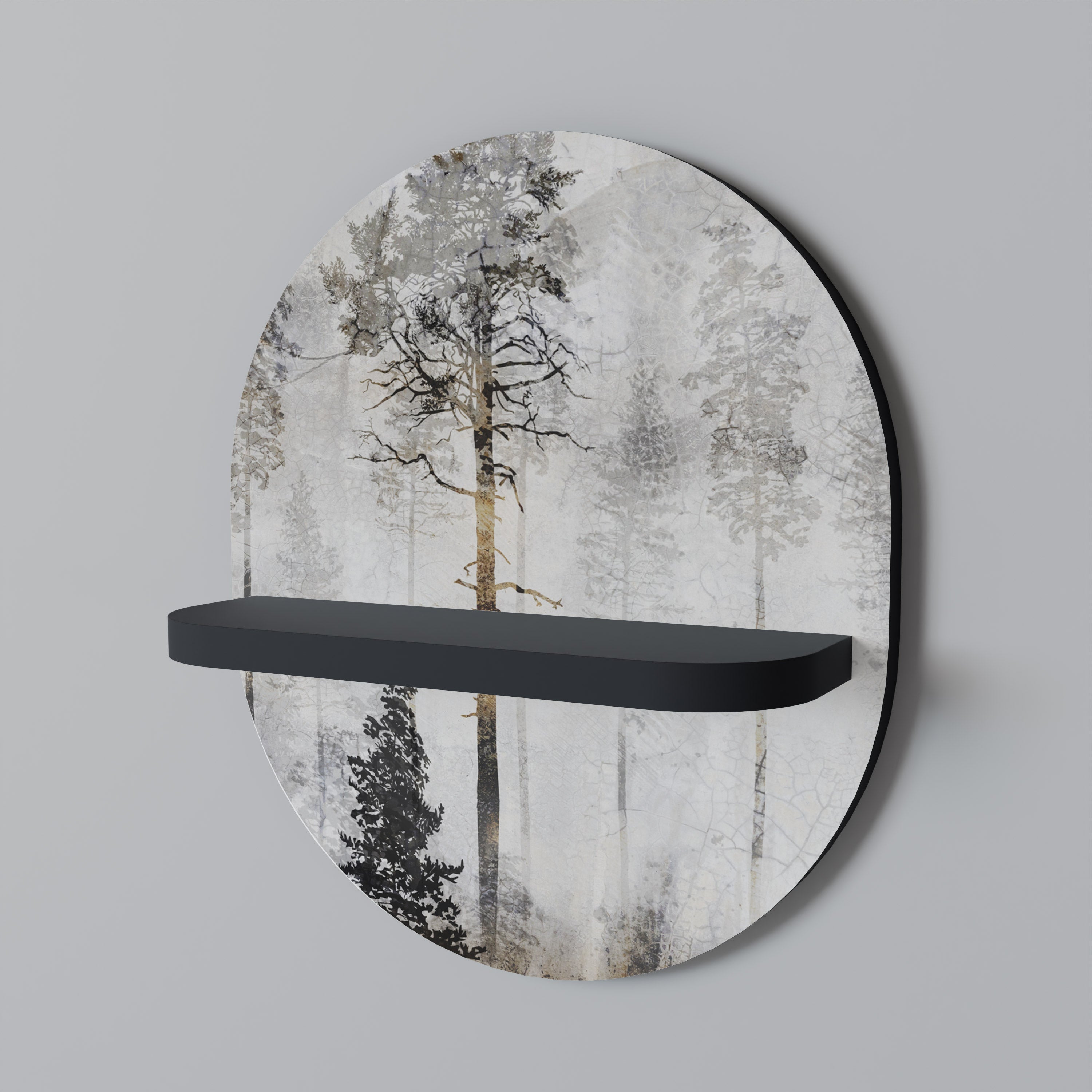 Estantería de arte ovalada FADE IN THE TREE con acabado negro