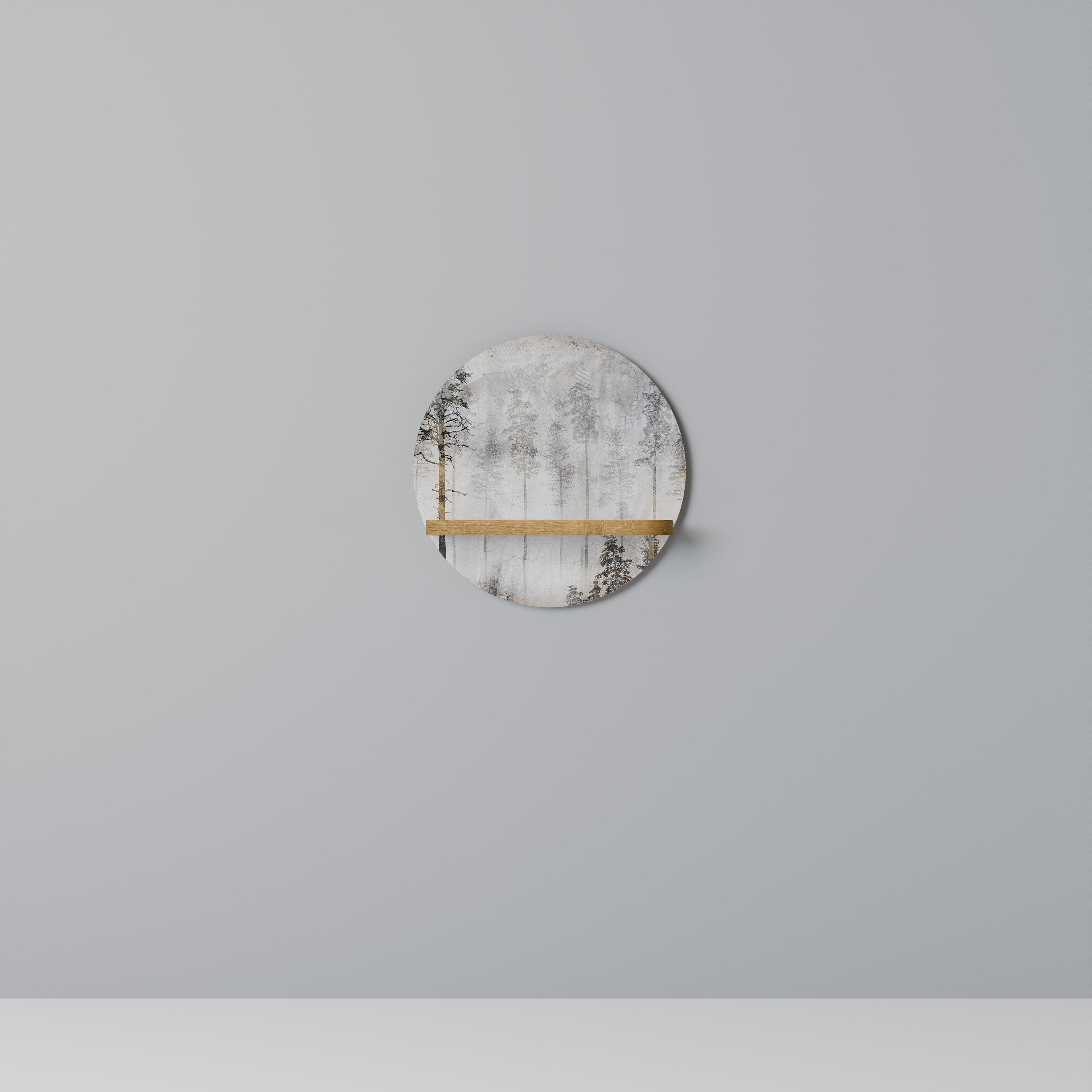 Estantería de arte redonda con efecto roble FADE IN THE TREE