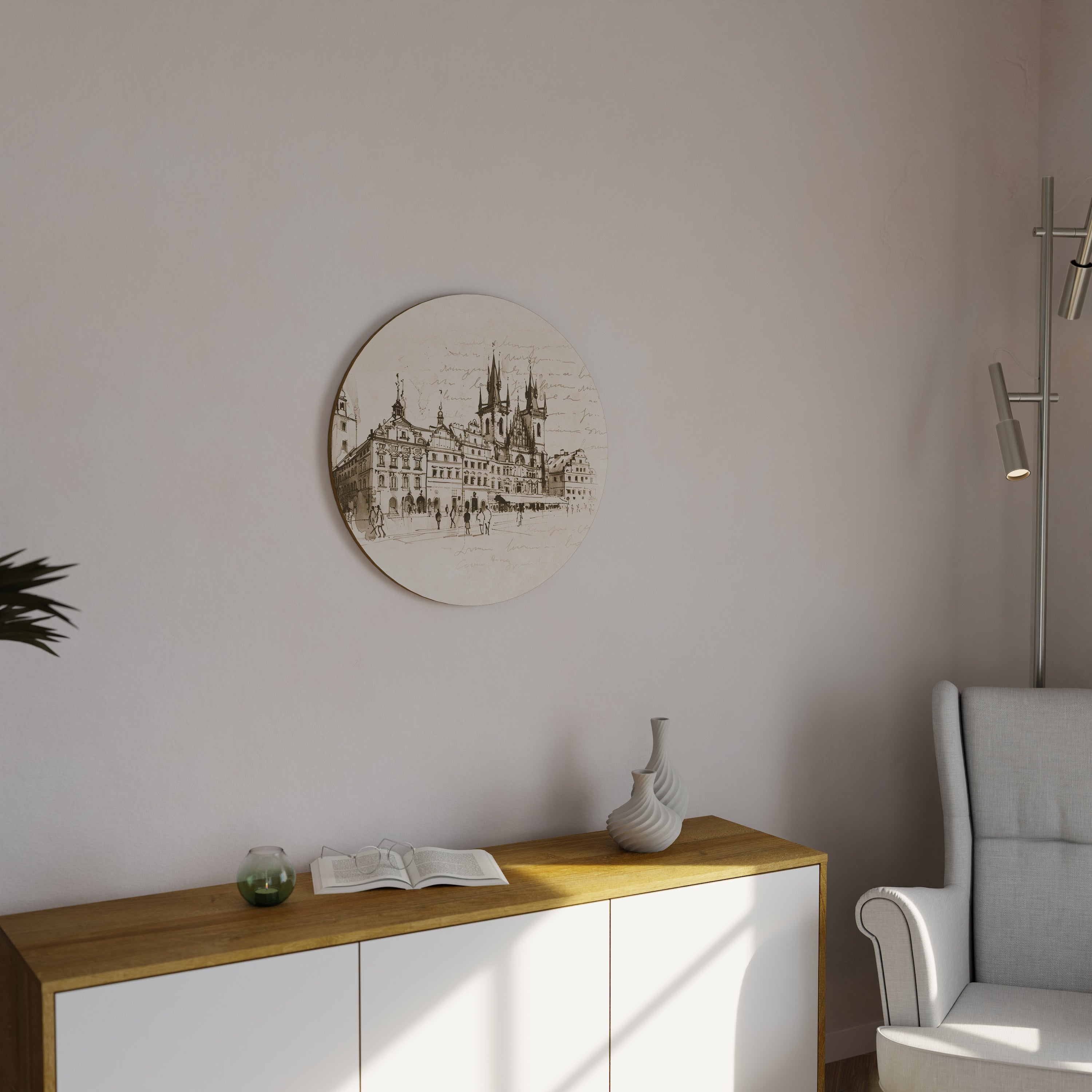 WHISPERS OF ARCHITECTURE Round Wall Art