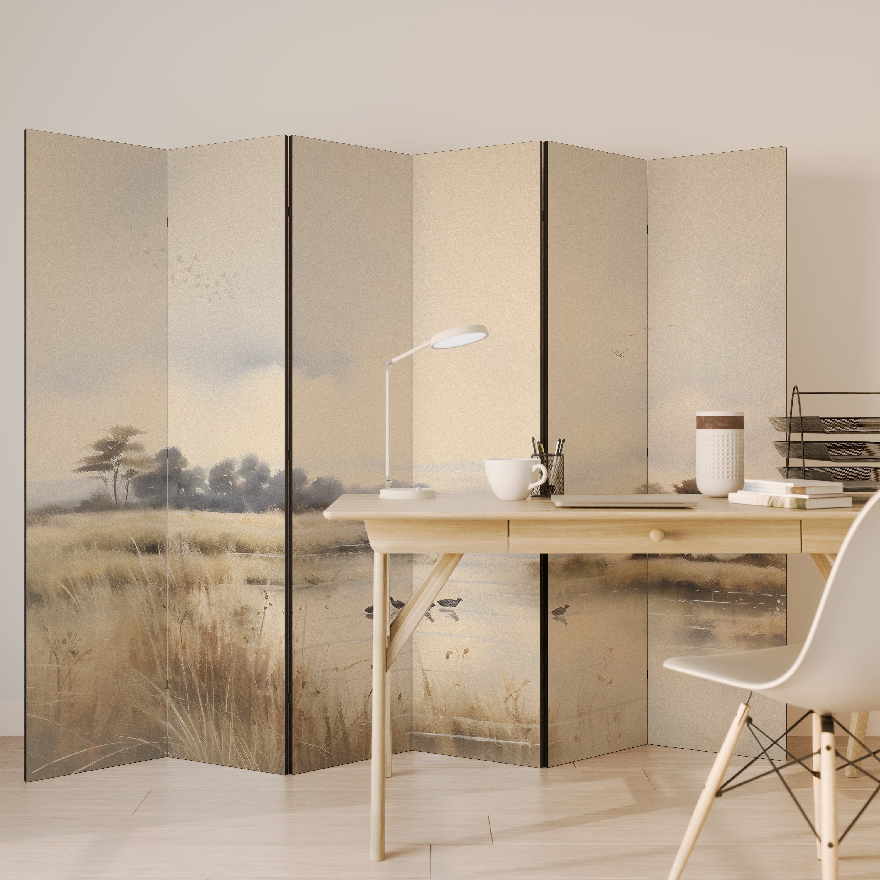 Biombo decorativo LAKESIDE NOSTALGY de 6 paneles