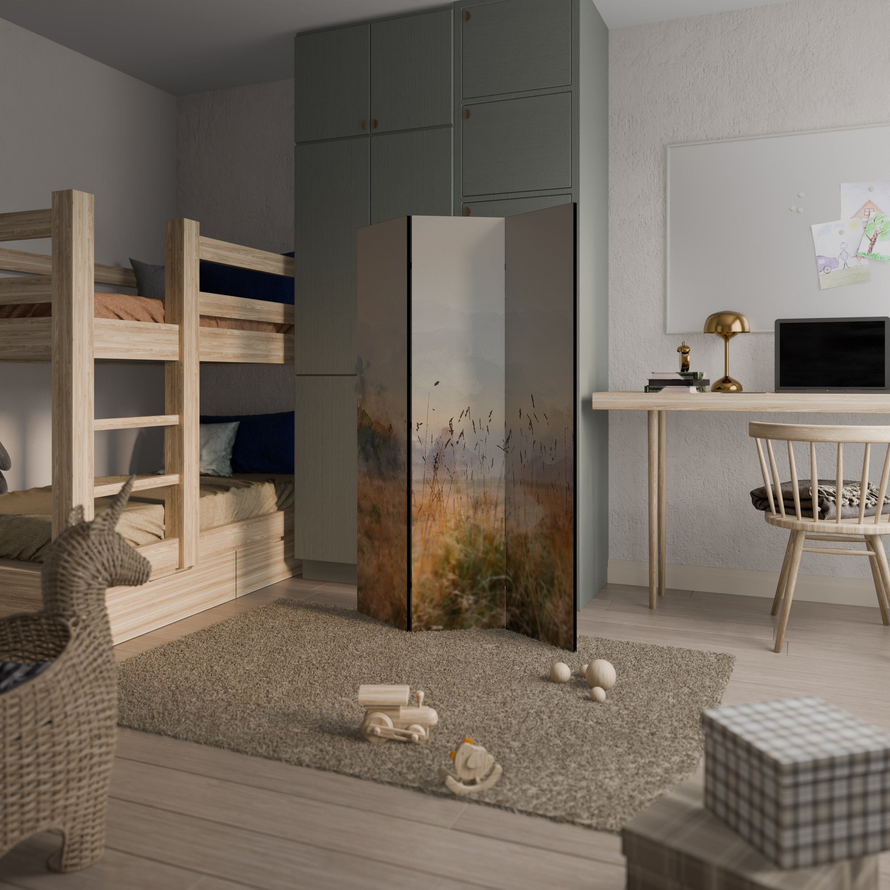 Biombo decorativo de 3 paneles TRISTEZA DE VERANO