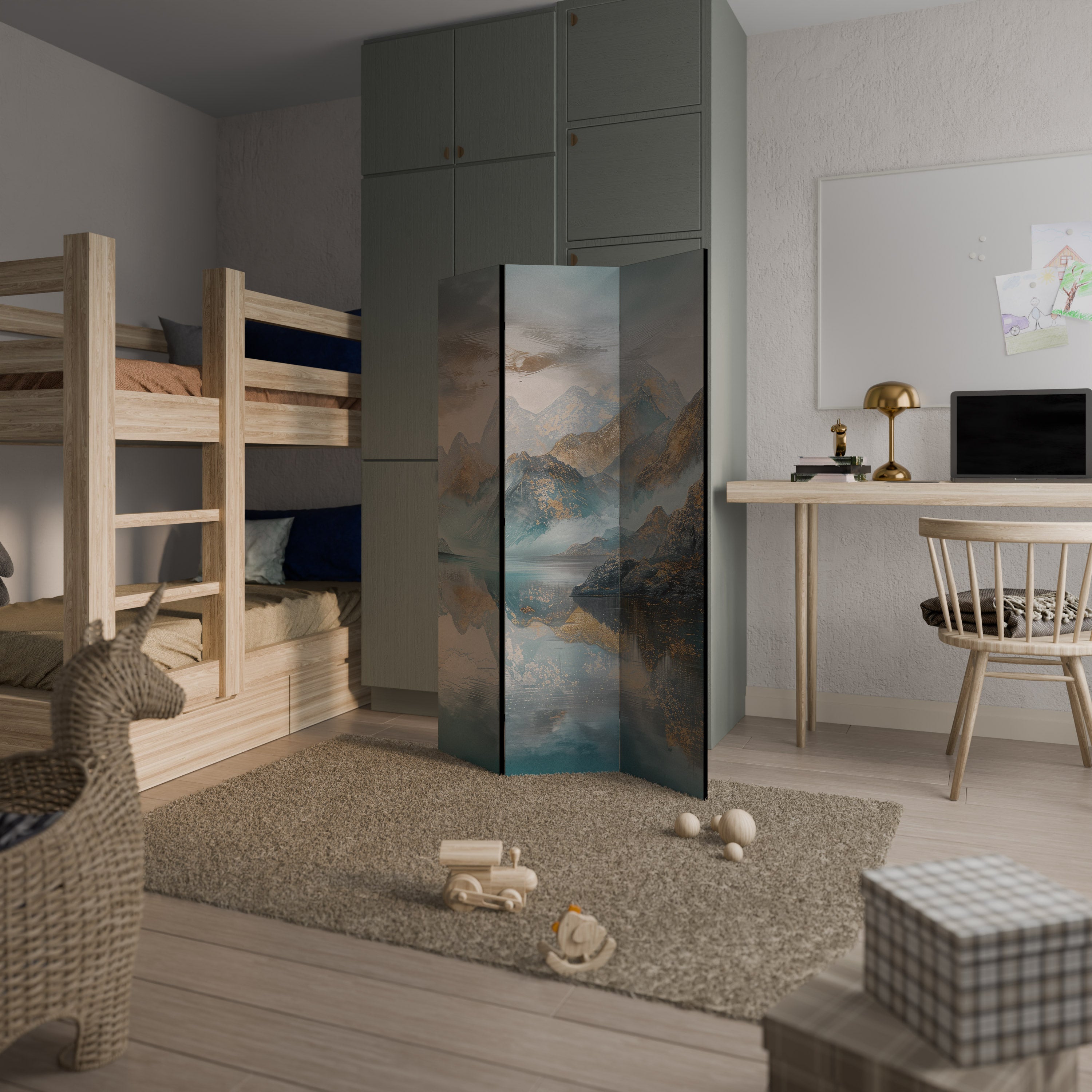 Biombo decorativo de 3 paneles AZURE SUMMITS
