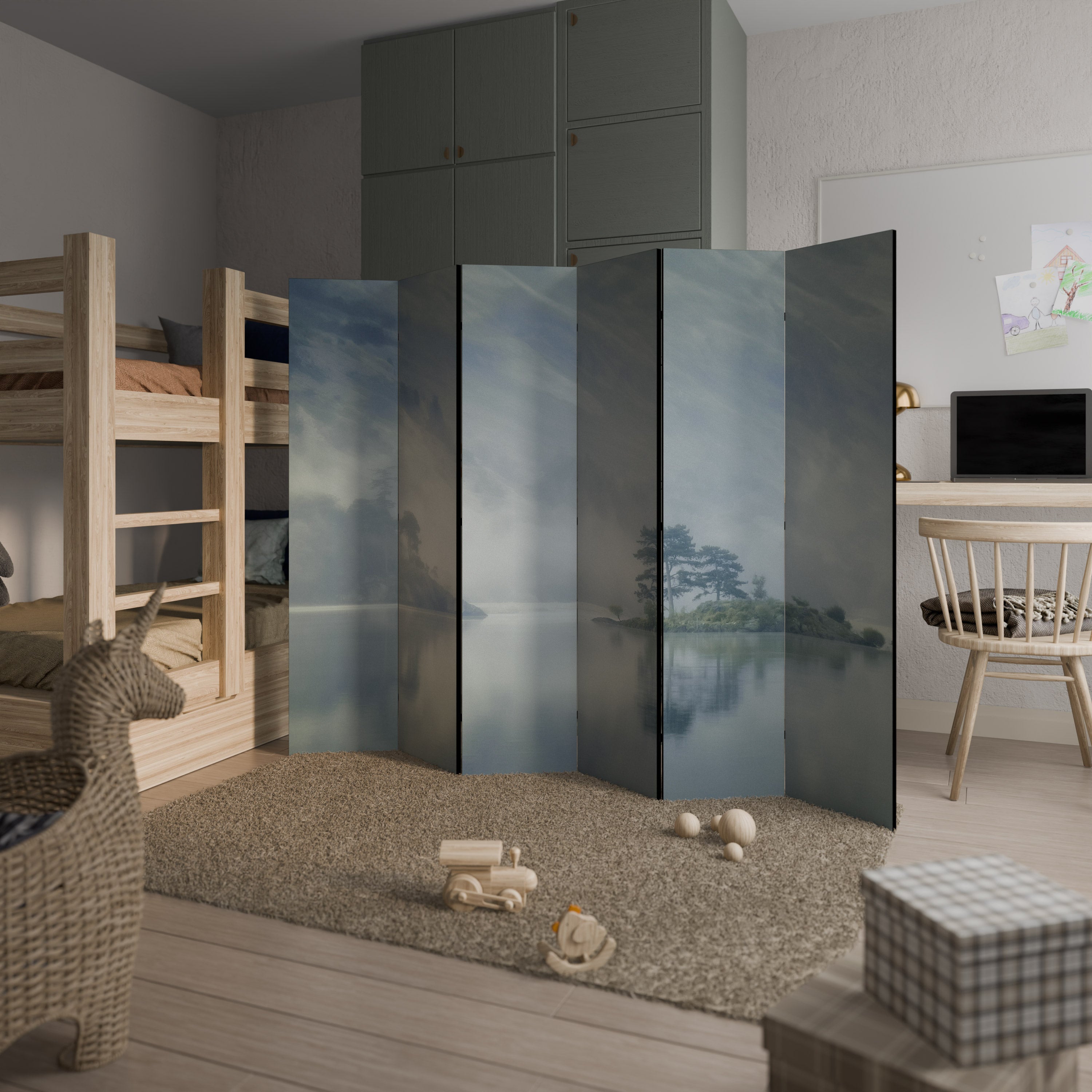 Biombo decorativo de 6 paneles SILVER LAKE