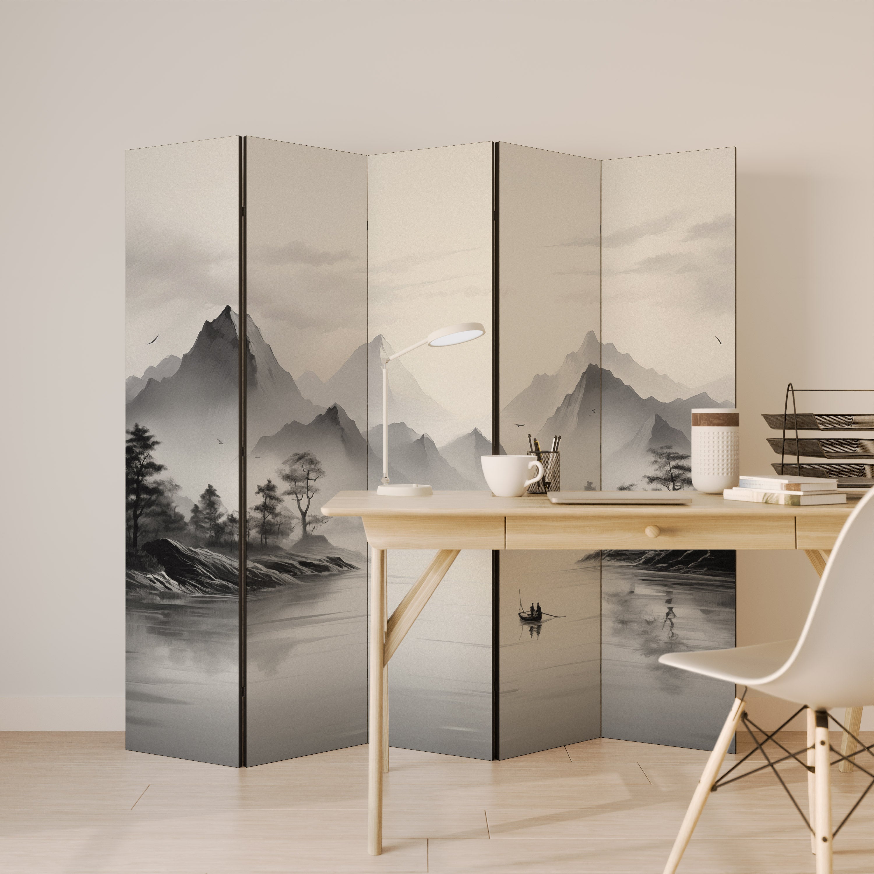 ASIAN VENTURE Decorative 5-Panel Room Divider