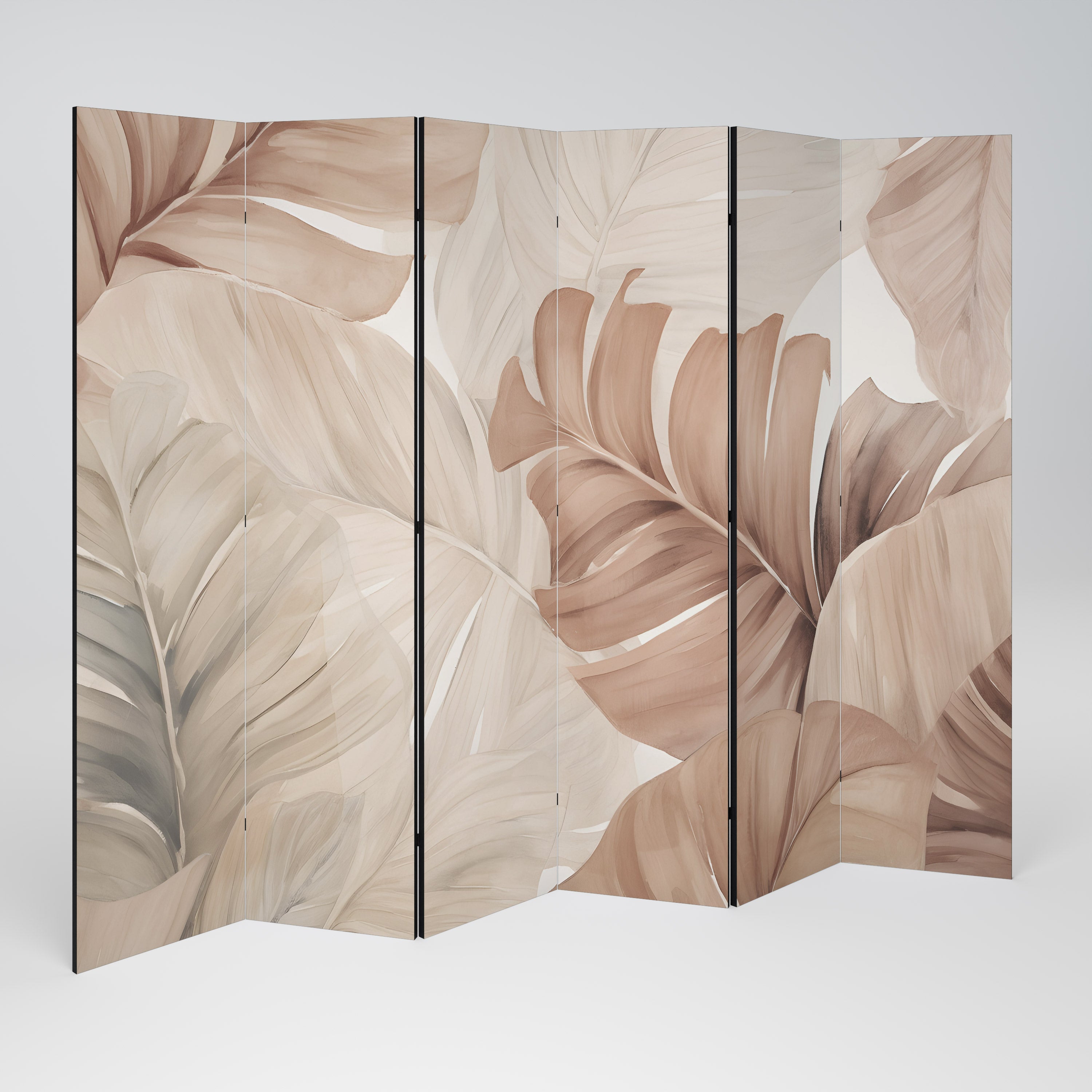 Biombo decorativo de 6 paneles con tonos suaves de follaje