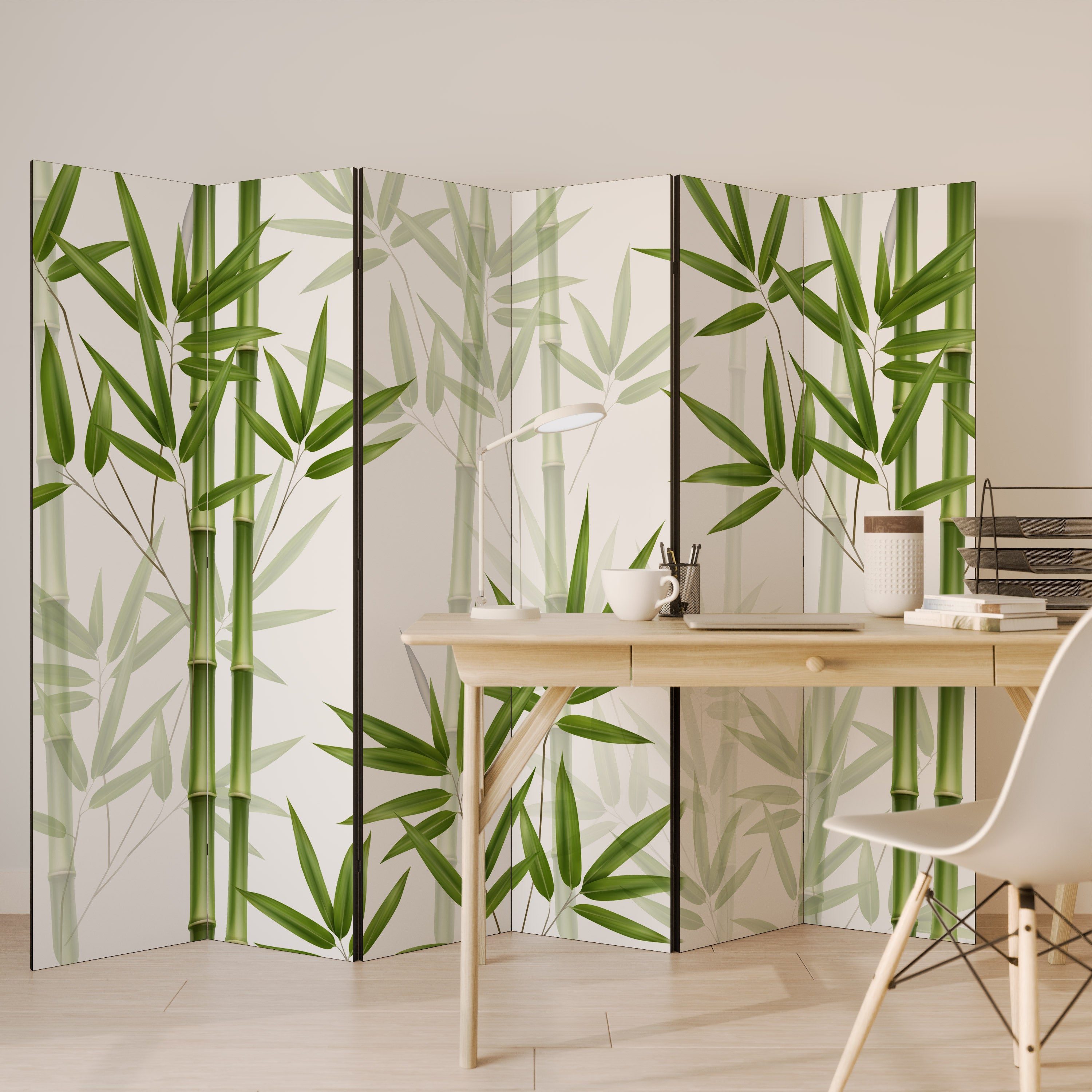 Biombo decorativo de 6 paneles SERENE BAMBOO WHISPERS