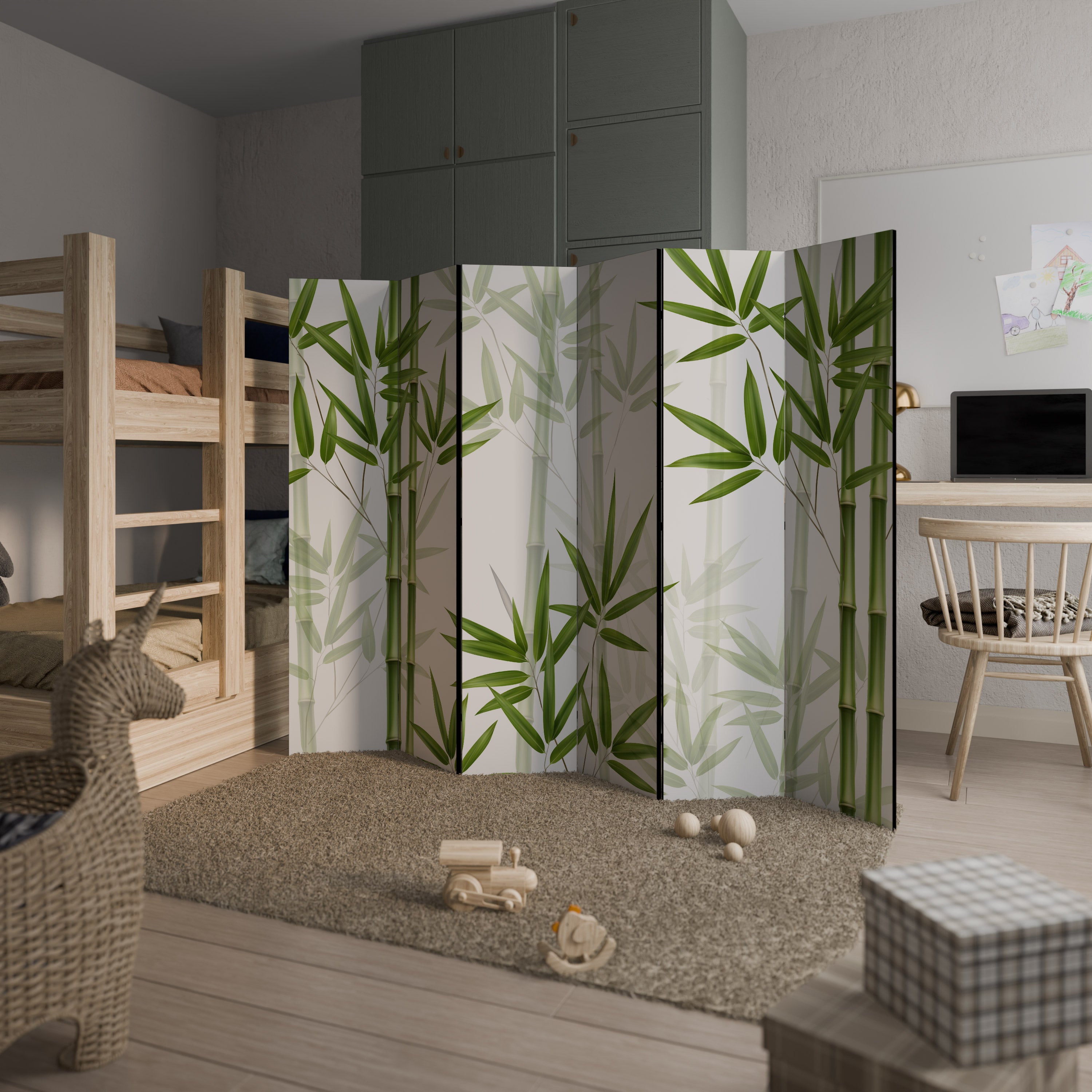 Biombo decorativo de 6 paneles SERENE BAMBOO WHISPERS