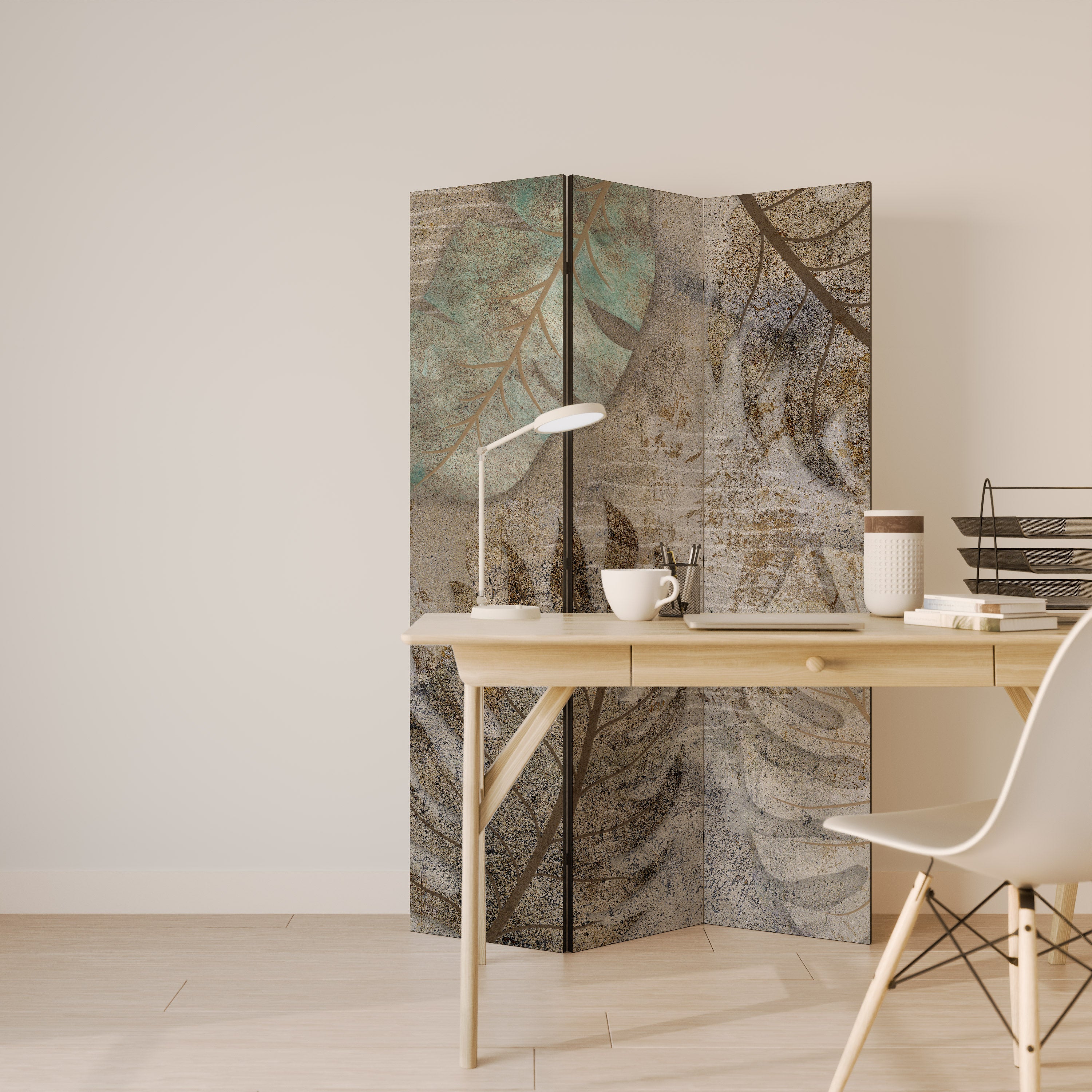 Biombo decorativo de 3 paneles TRANQUILIDAD TEXTURIZADA