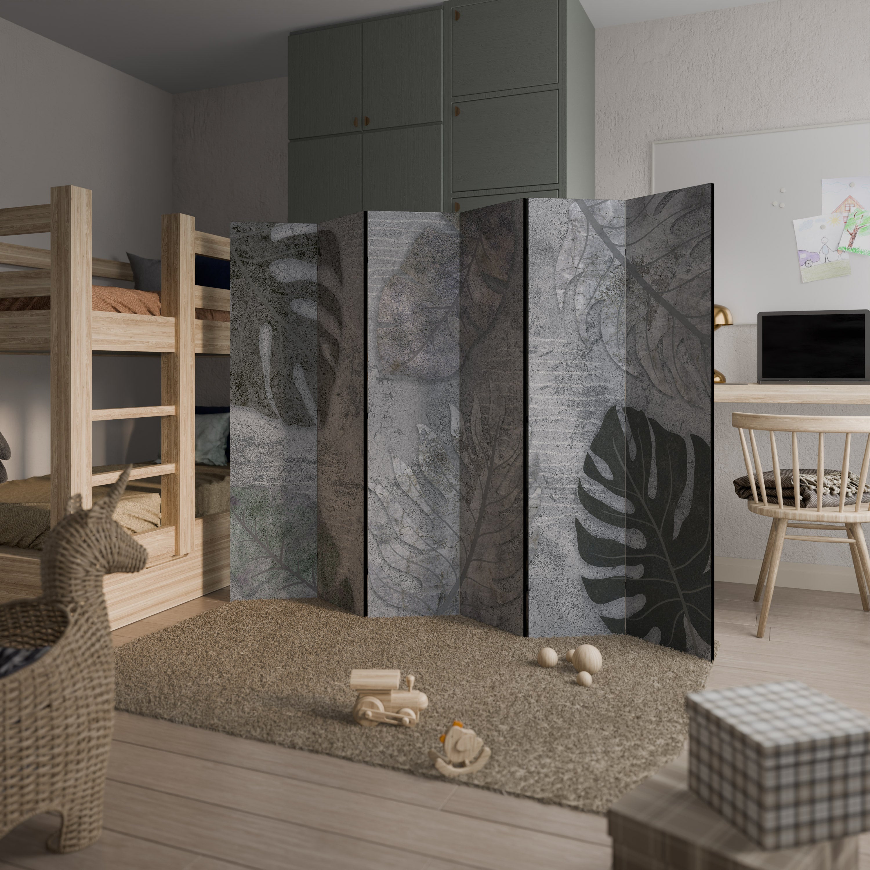 Biombo decorativo de 6 paneles VINTAGE GREENERY