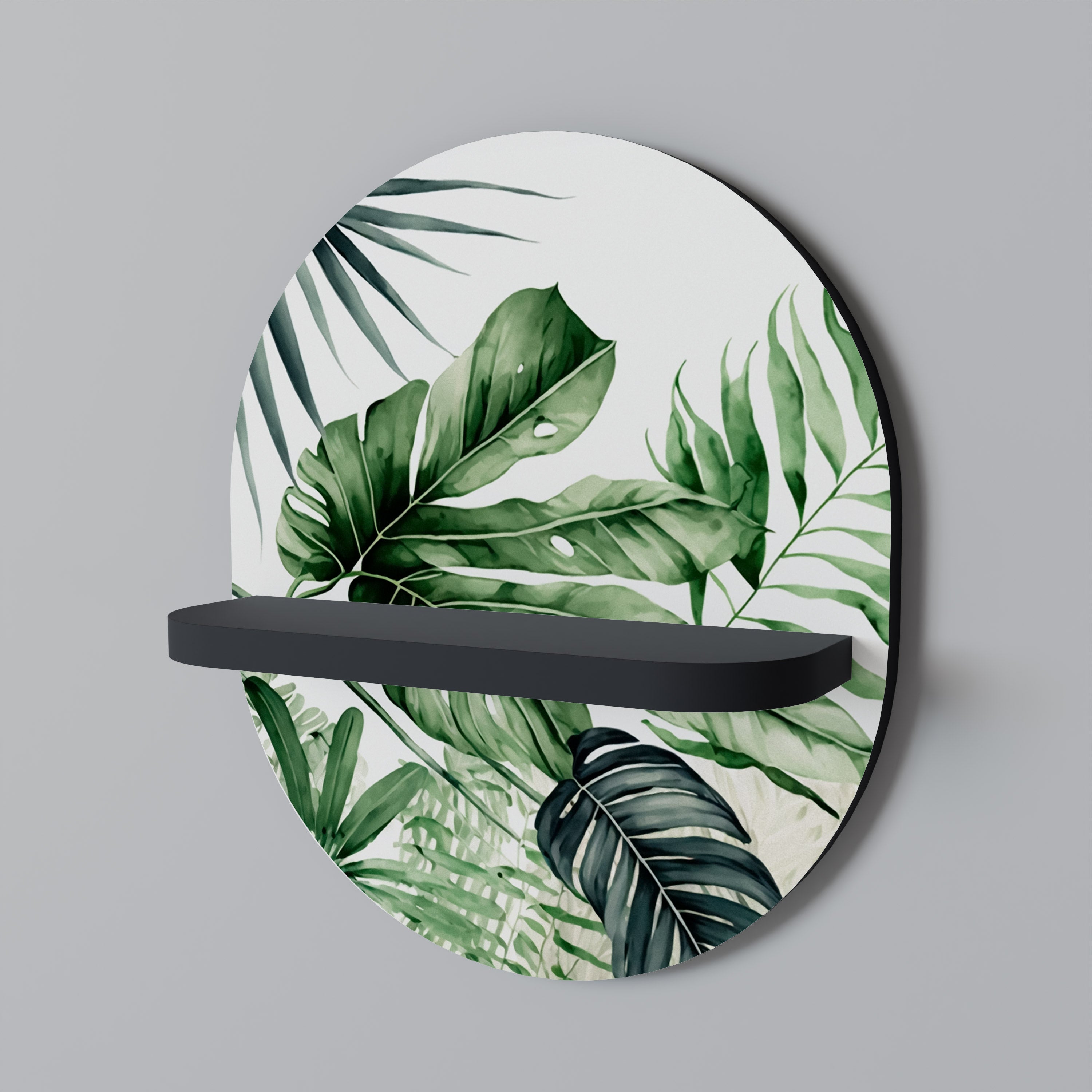 Estantería de arte ovalada MONSTERA DREAM con acabado negro