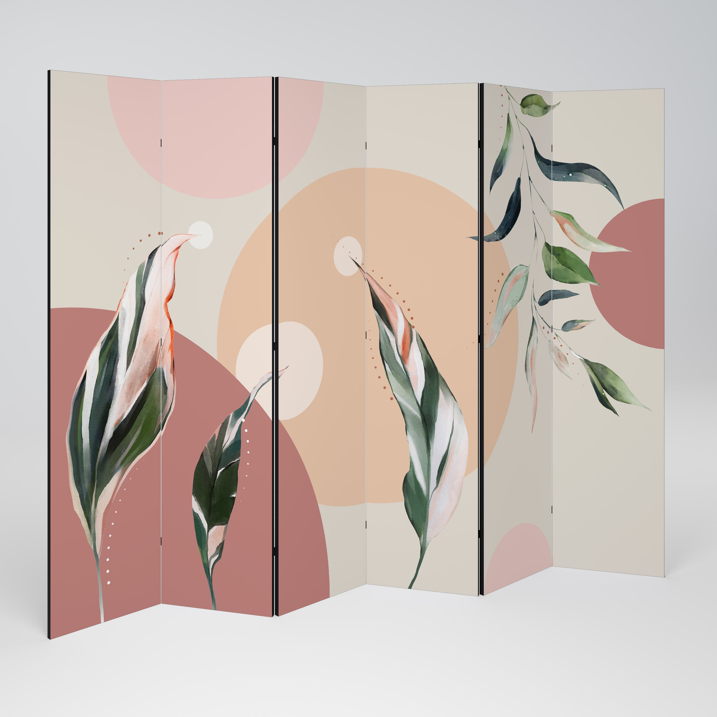 Biombo decorativo LEAFY SYMPHONY de 6 paneles