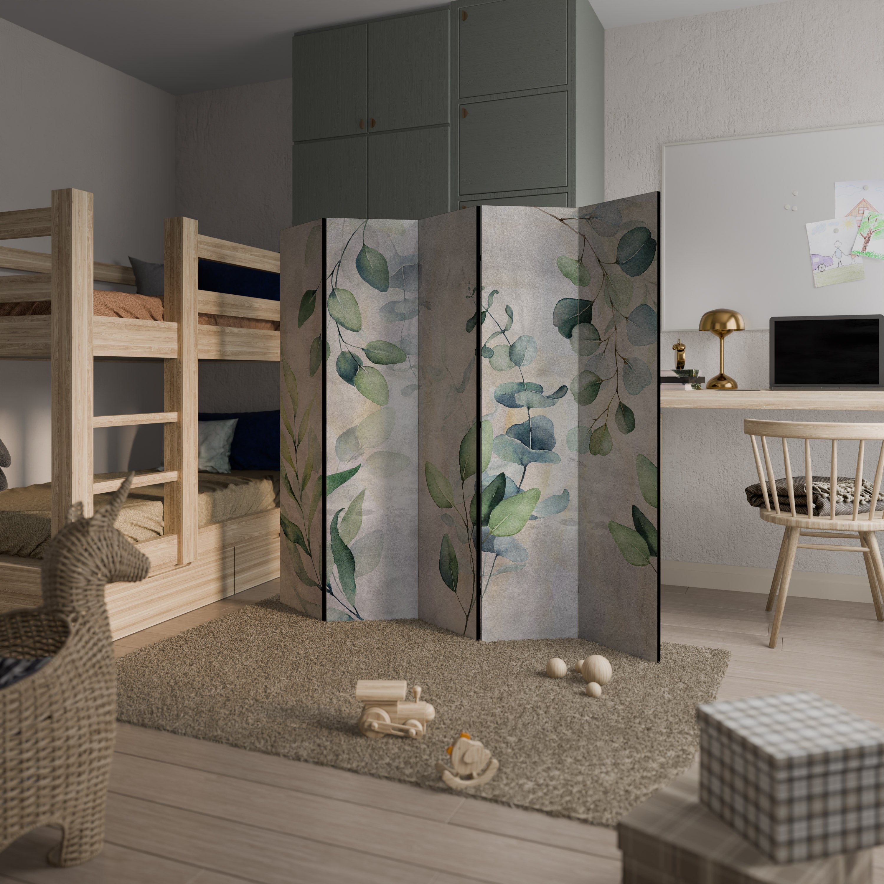 PEACEFUL SPRIGS Decorative 5-Panel Room Divider