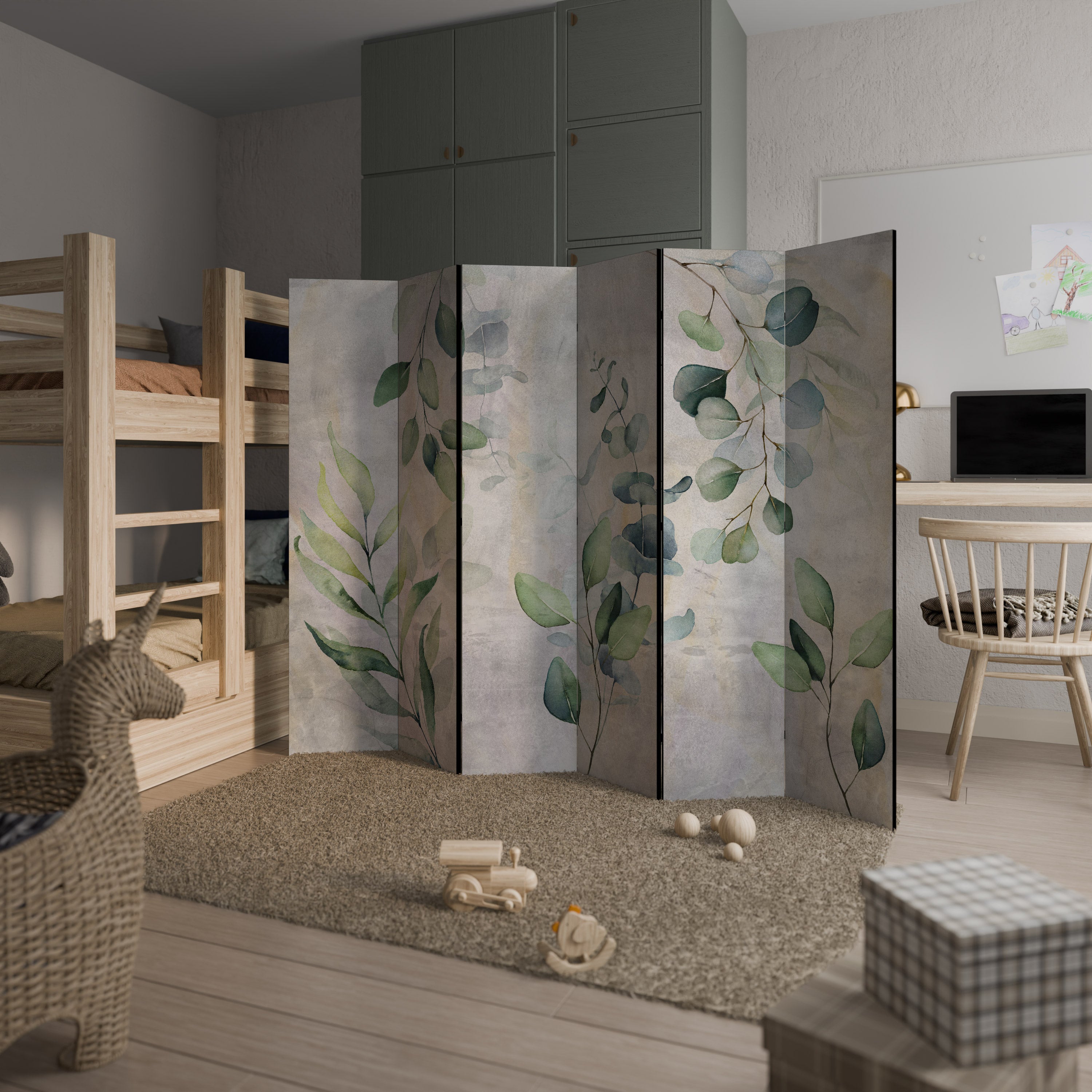Biombo decorativo de 6 paneles PEACEFUL SPRIGS