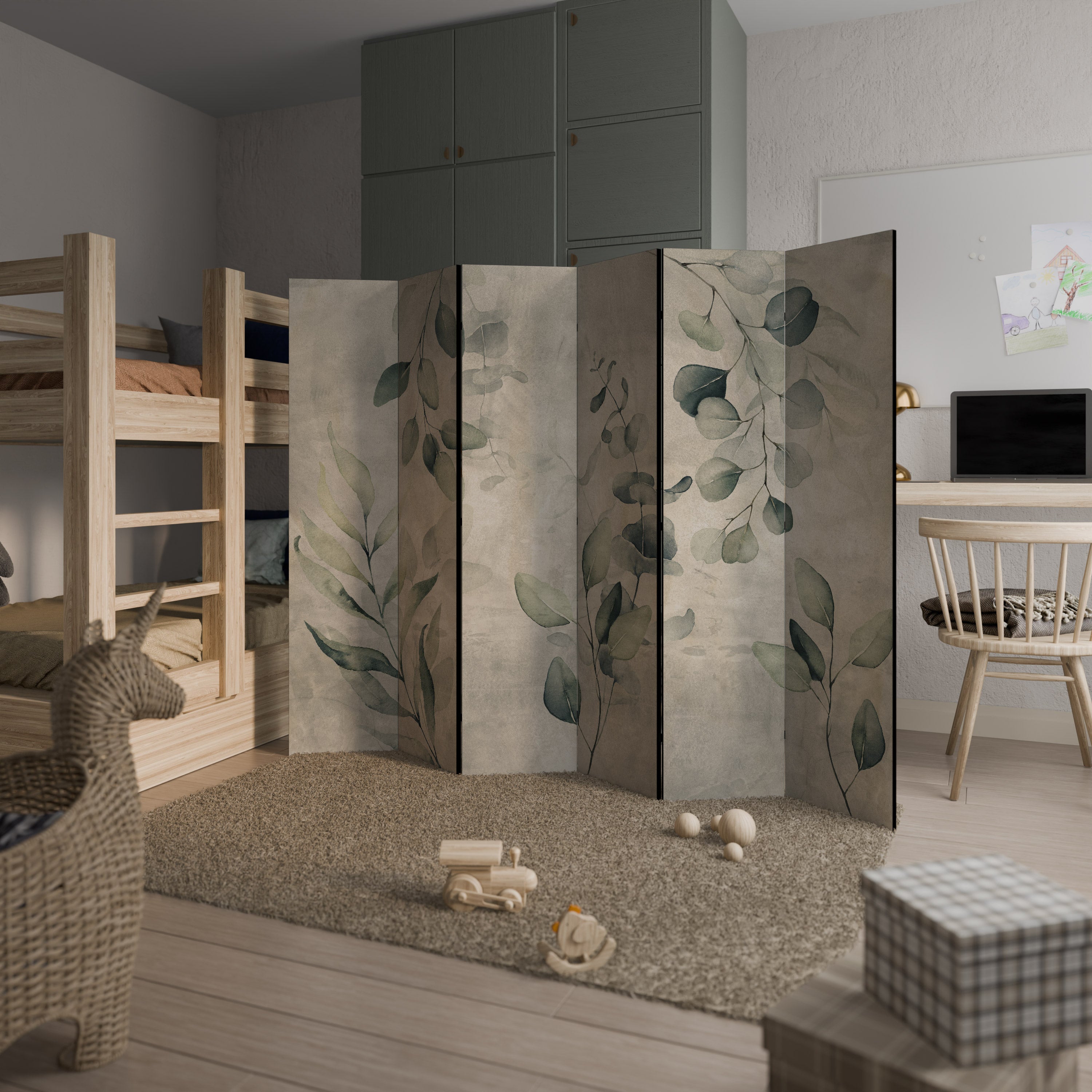 Biombo decorativo de 6 paneles con elegancia en tonos terrosos