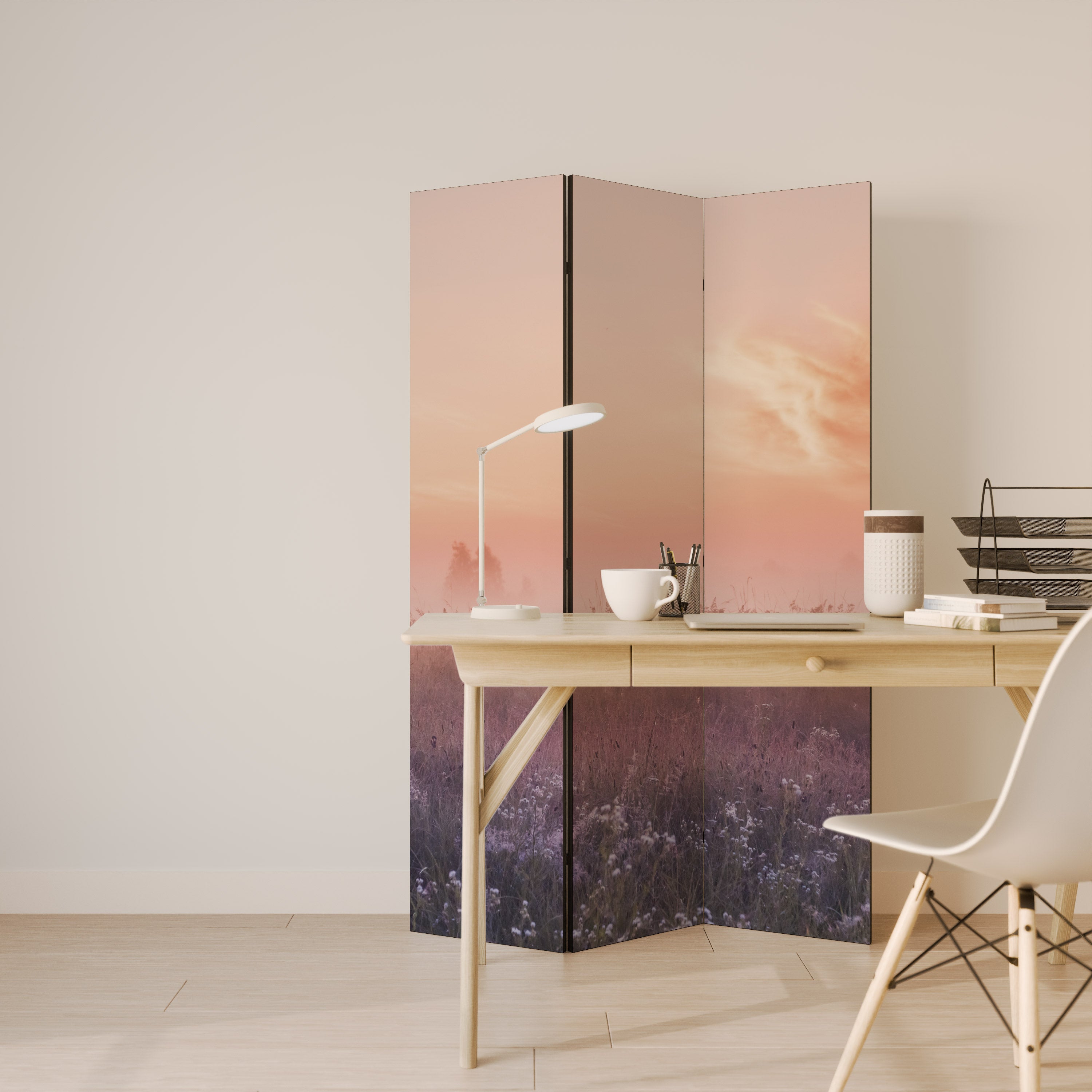 ENCHANTED MORNING VEIL Decorative 3-Panel Room Divider