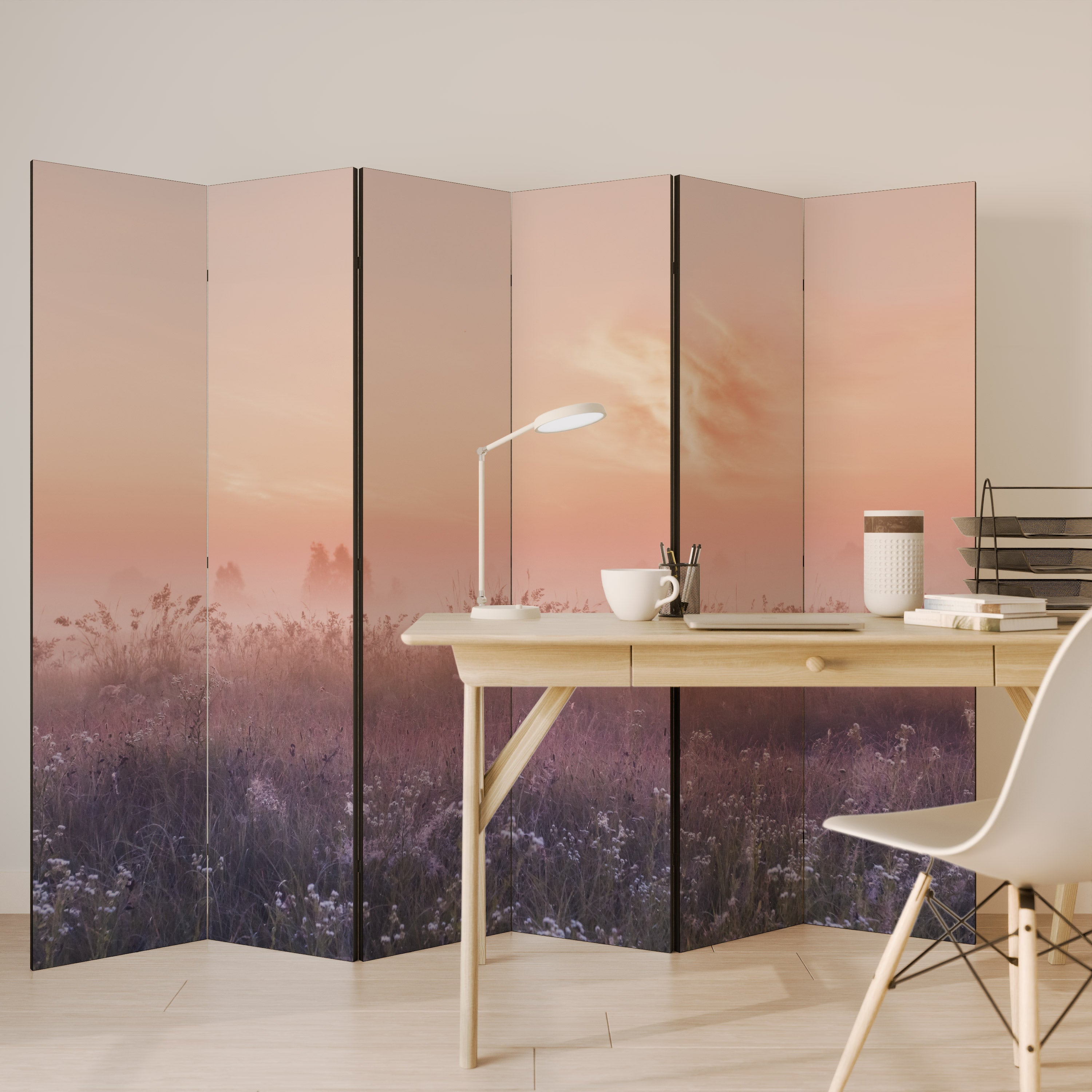 Biombo decorativo de 6 paneles ENCHANTED MORNING VEIL