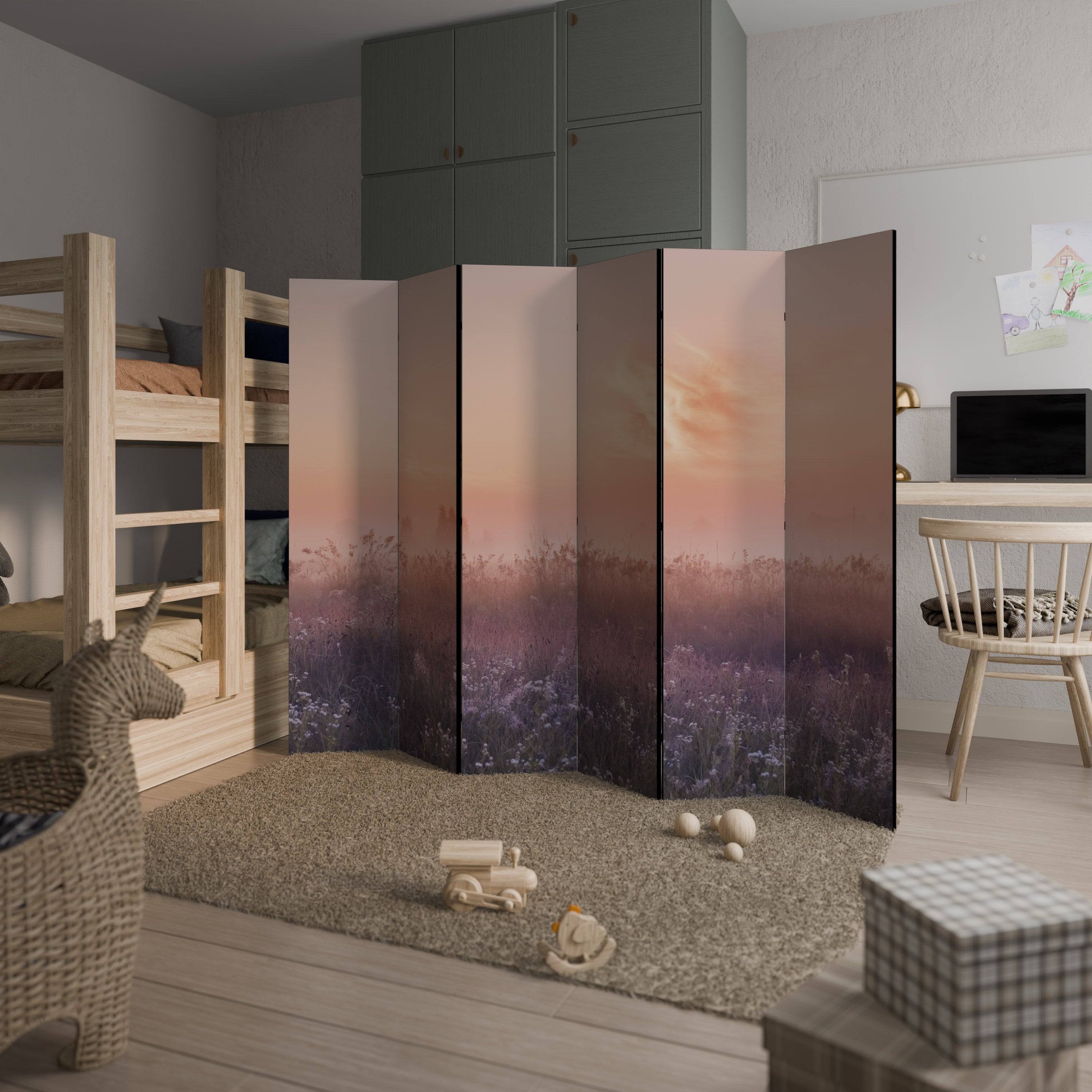 Biombo decorativo de 6 paneles ENCHANTED MORNING VEIL