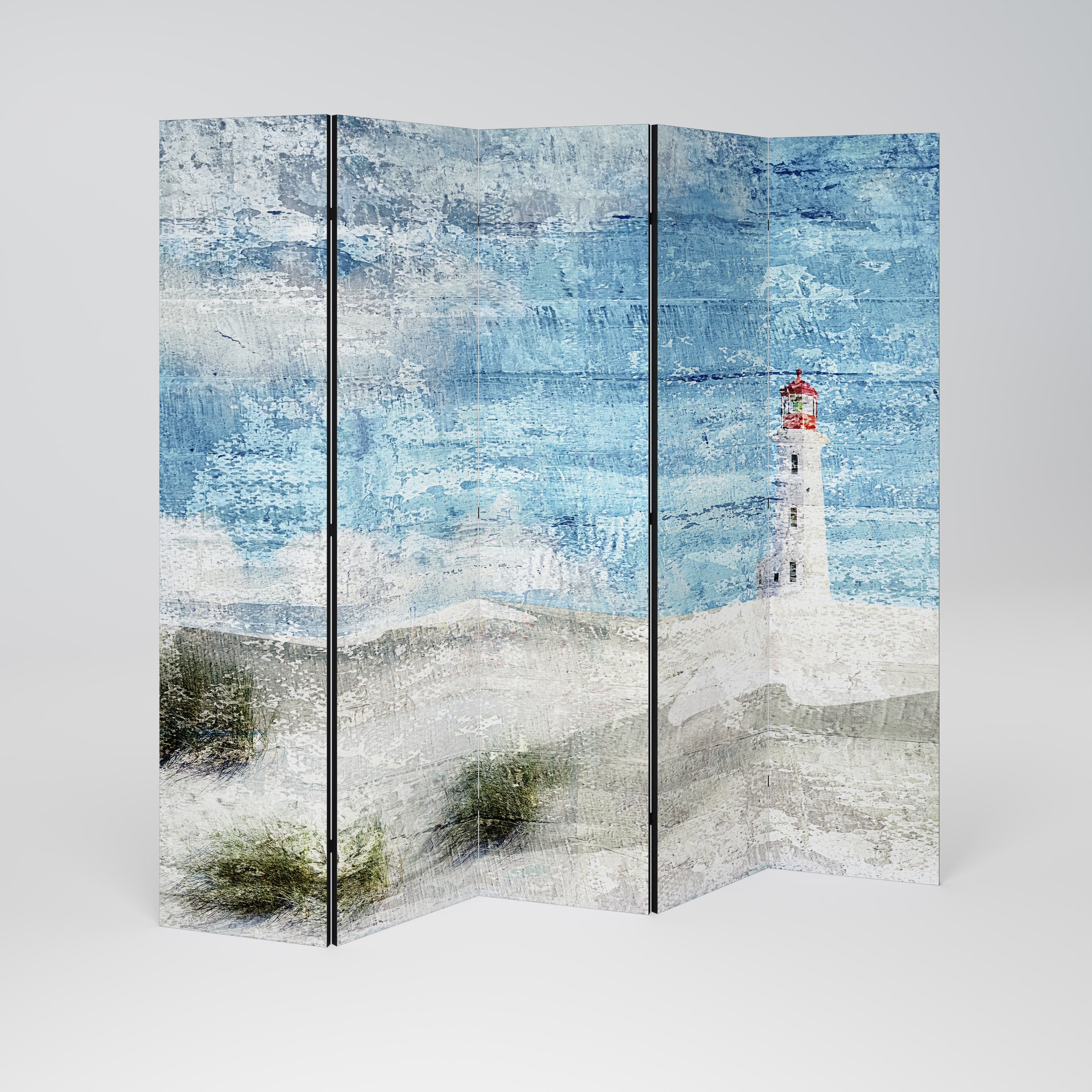 LIGHTHOUSE IN TRANQUILITY Decorative 5-Panel Room Divider