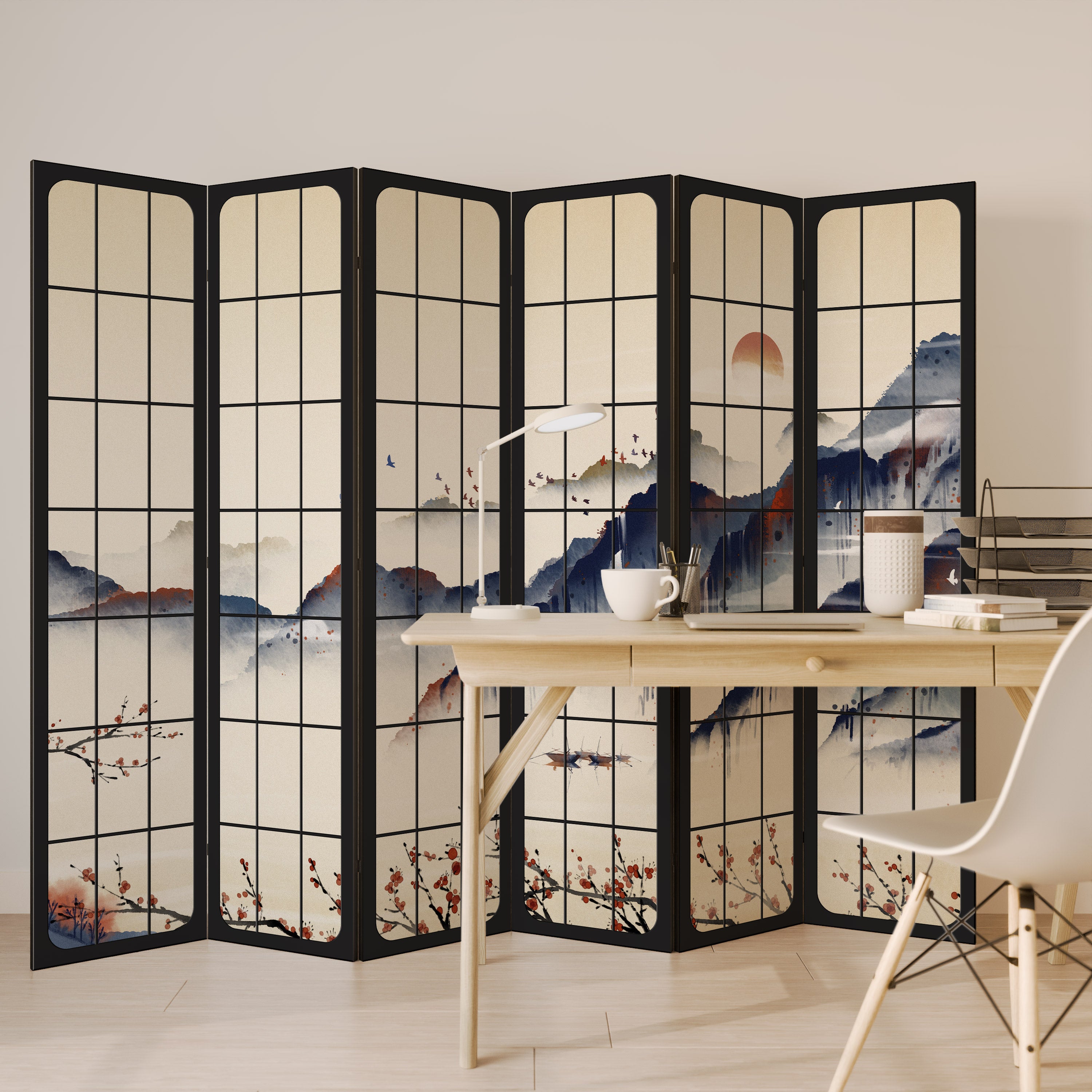 Biombo decorativo de 6 paneles PAISAJE JAPONÉS