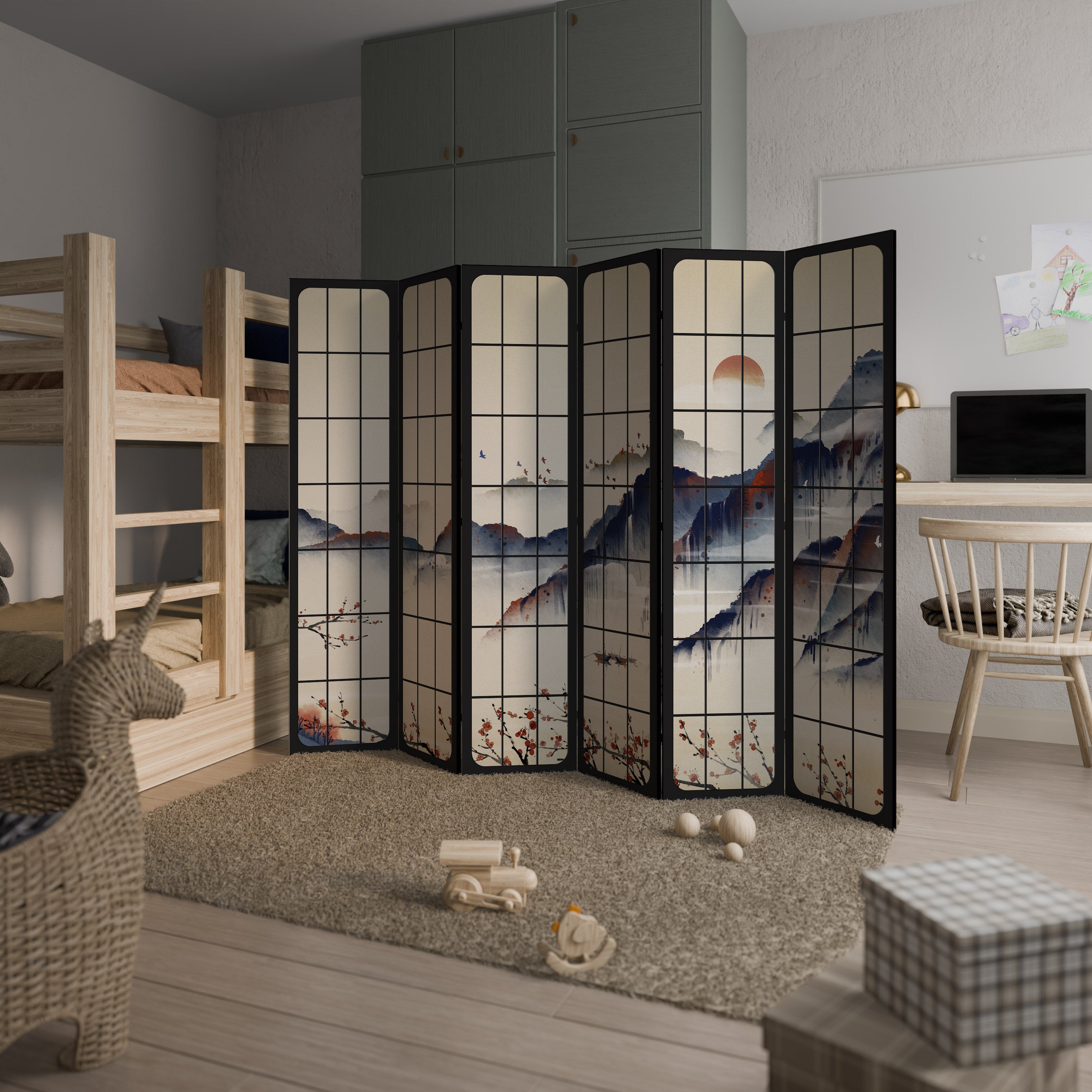 Biombo decorativo de 6 paneles PAISAJE JAPONÉS