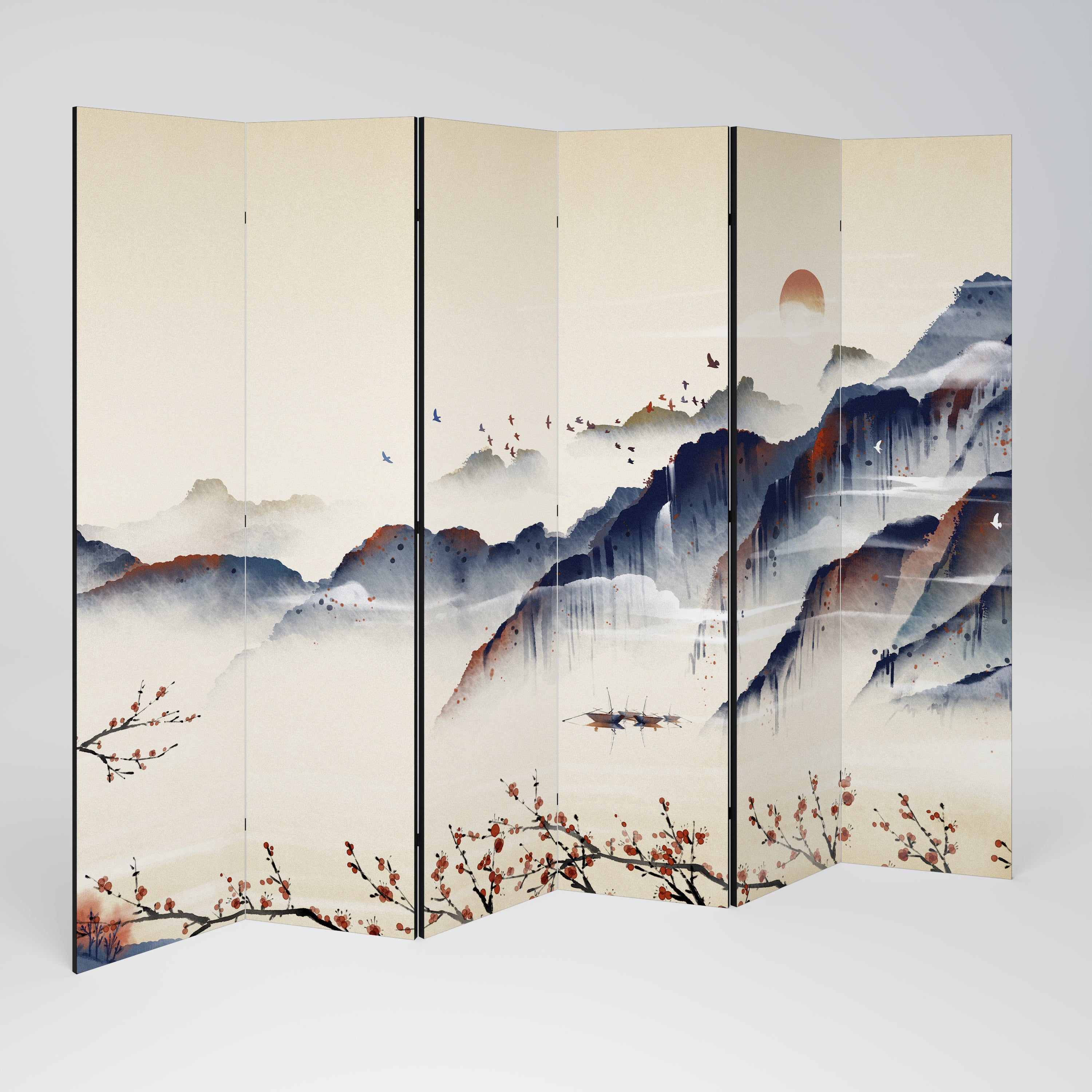 Biombo decorativo de 6 paneles PAISAJE ORIENTAL