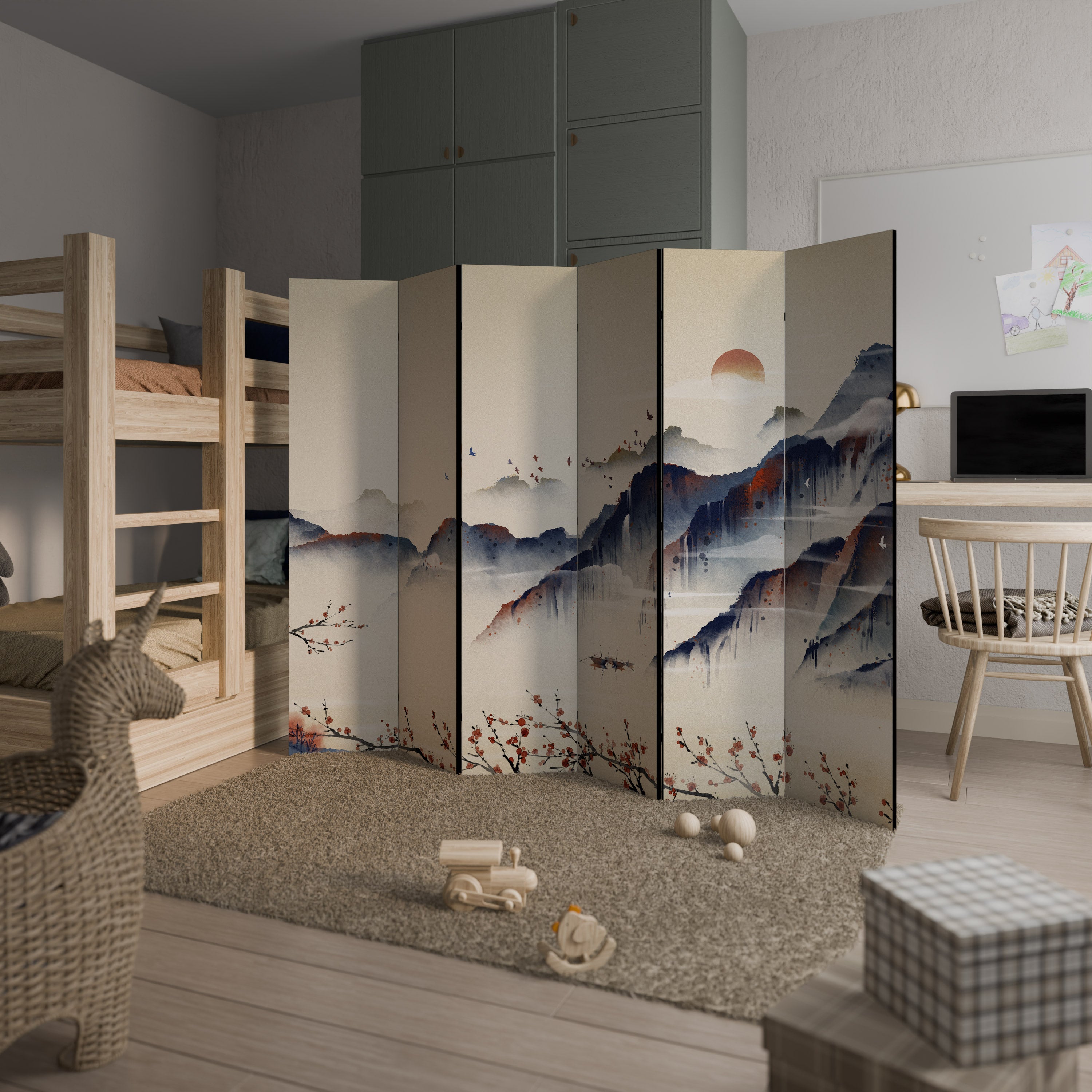 Biombo decorativo de 6 paneles PAISAJE ORIENTAL