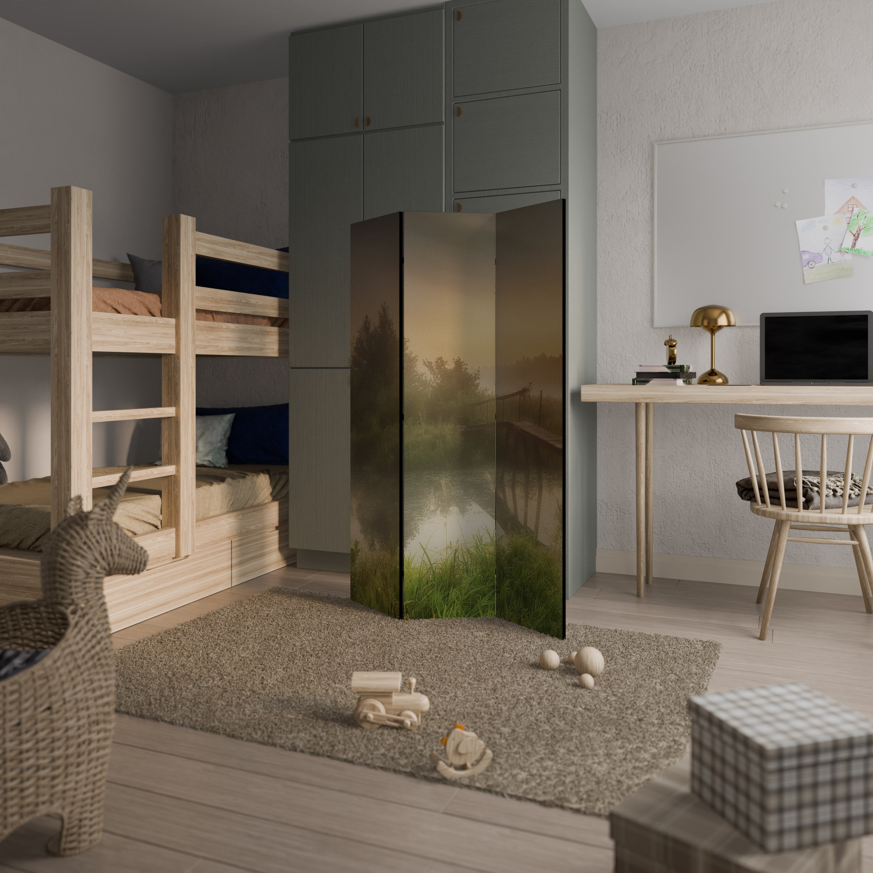 DREAMY HAZE Decorative 3-Panel Room Divider