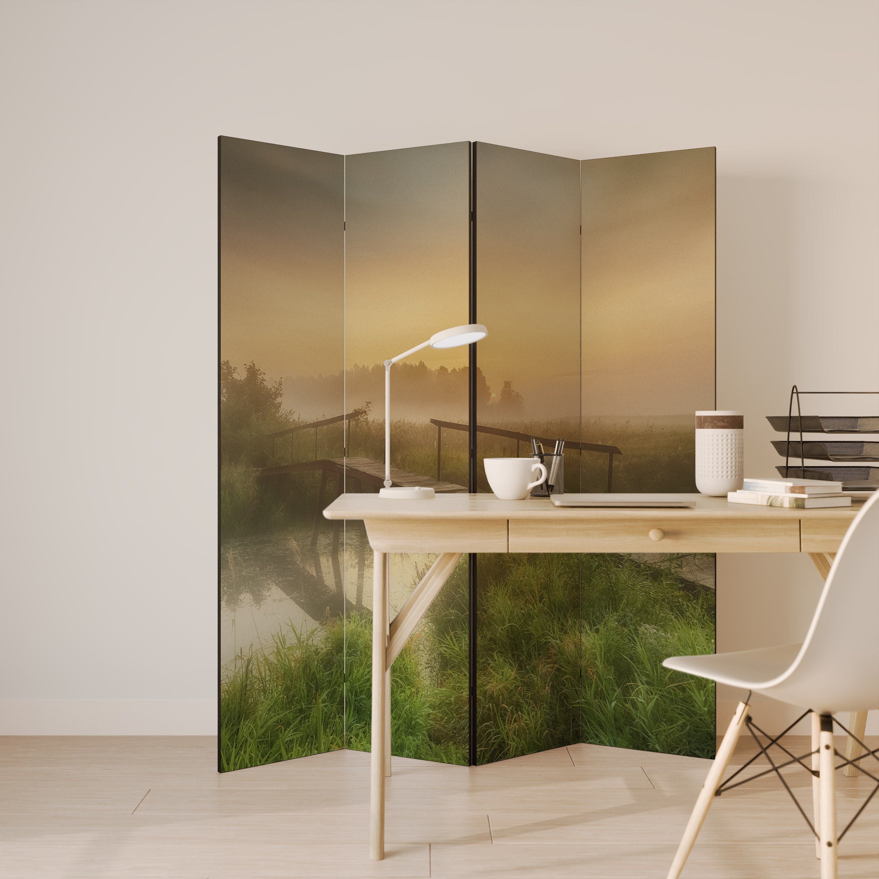 Biombo decorativo de 4 paneles DREAMY HAZE