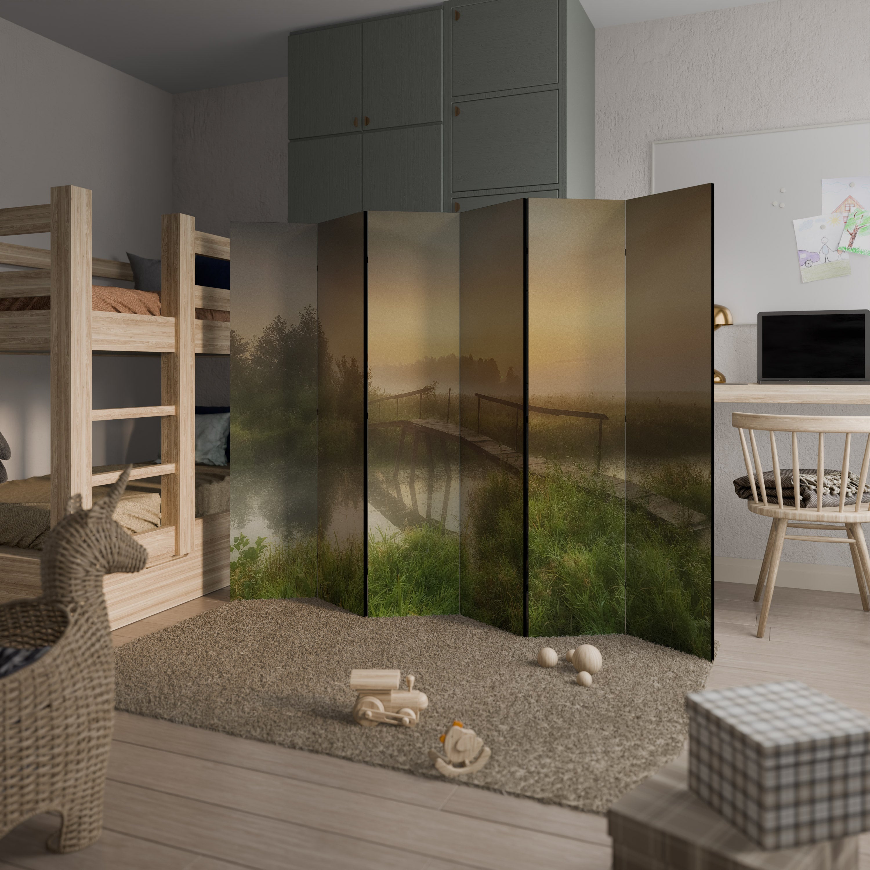 Biombo decorativo de 6 paneles DREAMY HAZE