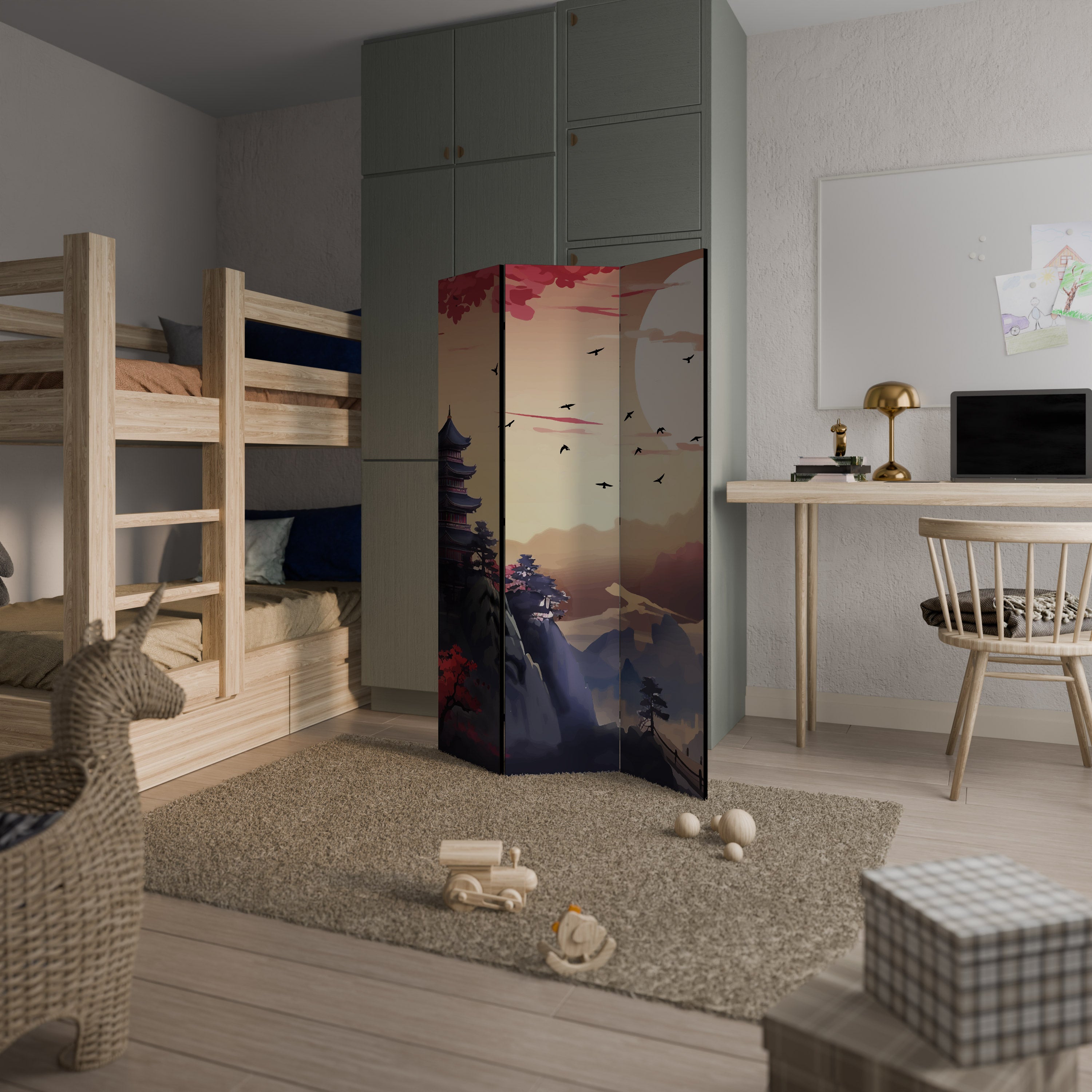 JAPANESE AURA Decorative 3-Panel Room Divider