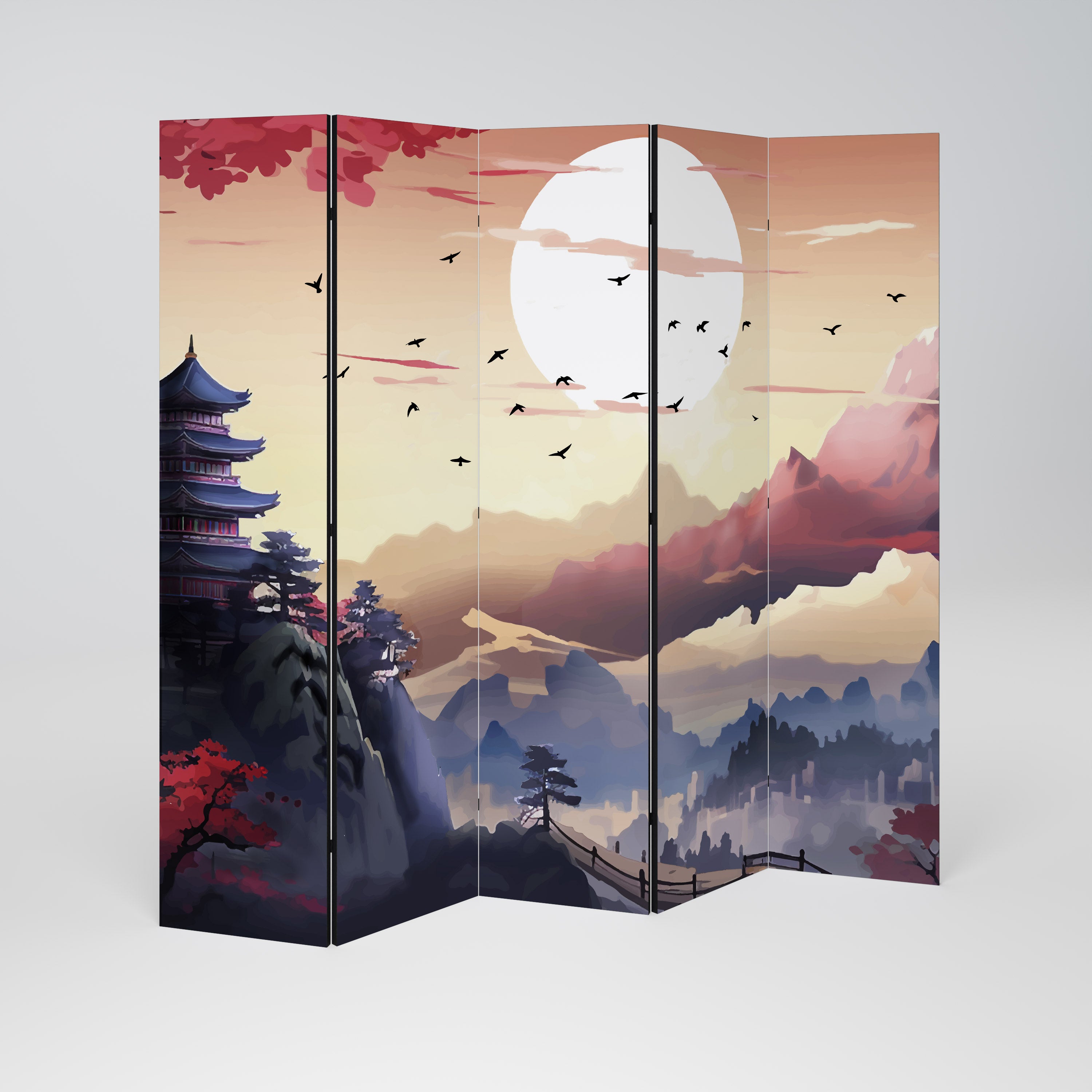 JAPANESE AURA Decorative 5-Panel Room Divider