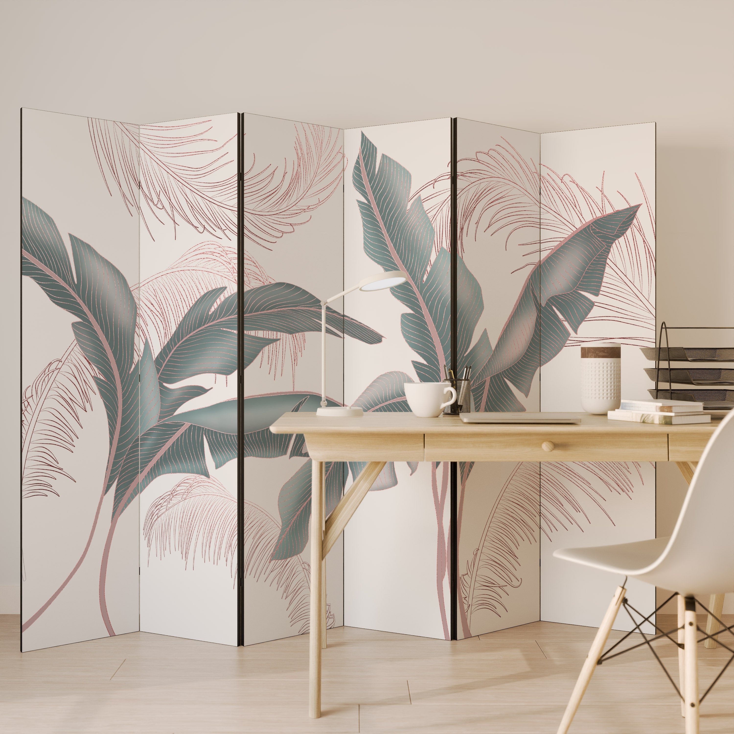 Biombo decorativo DELICATE BLISS de 6 paneles