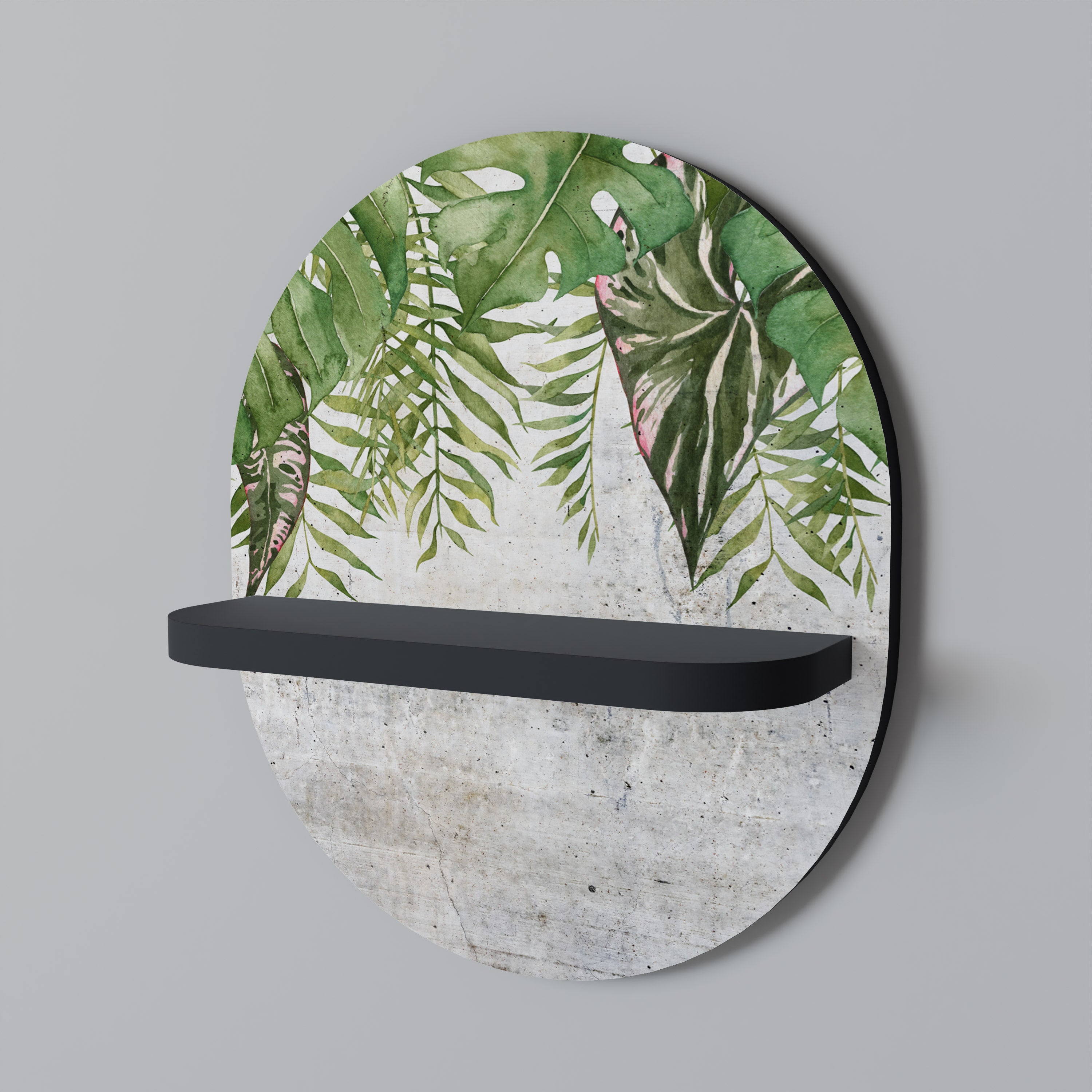 Estantería de arte ovalada URBAN TROPICS con acabado negro