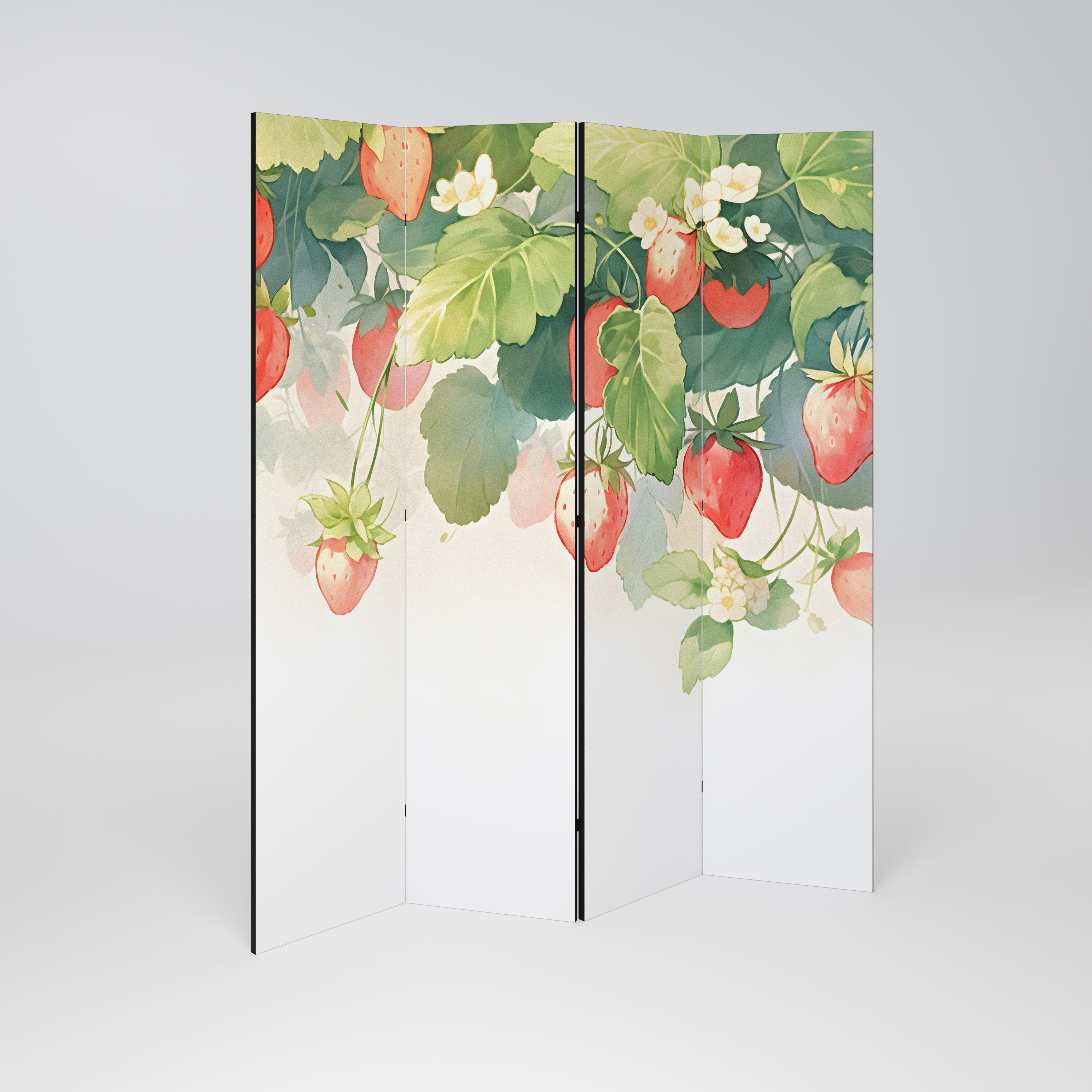 Biombo decorativo de 4 paneles STRAWBERRY DREAMSCAPE