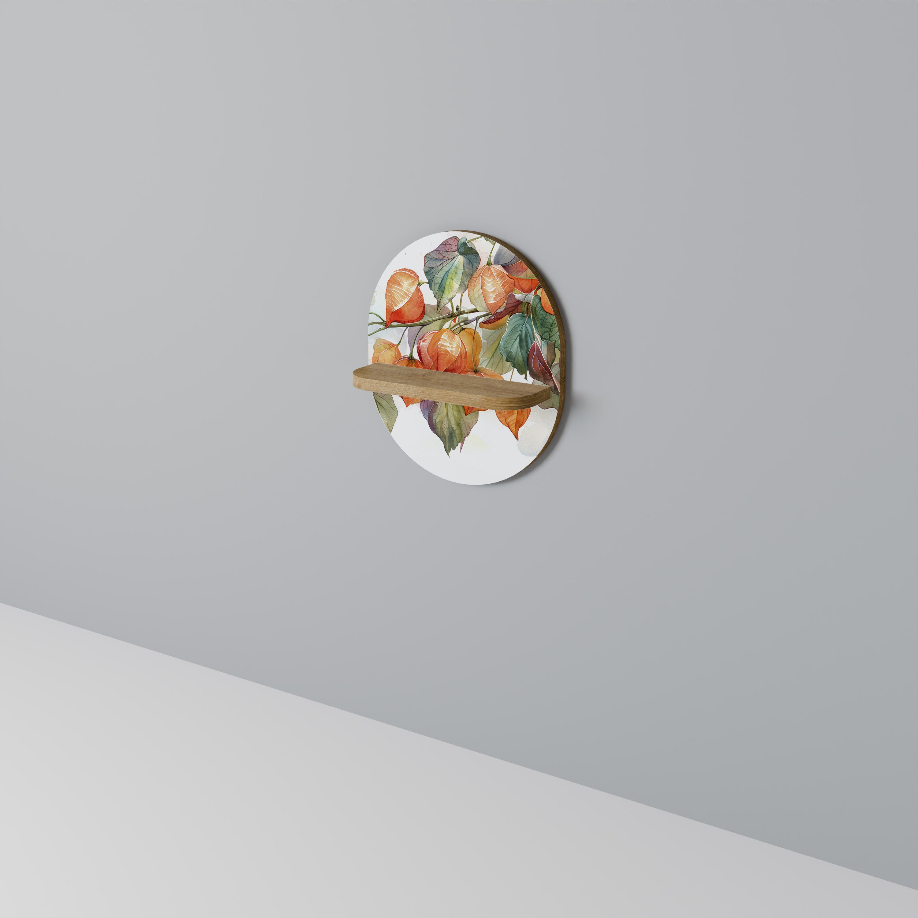 Estantería de arte ovalada FLEETING DAYS con efecto roble