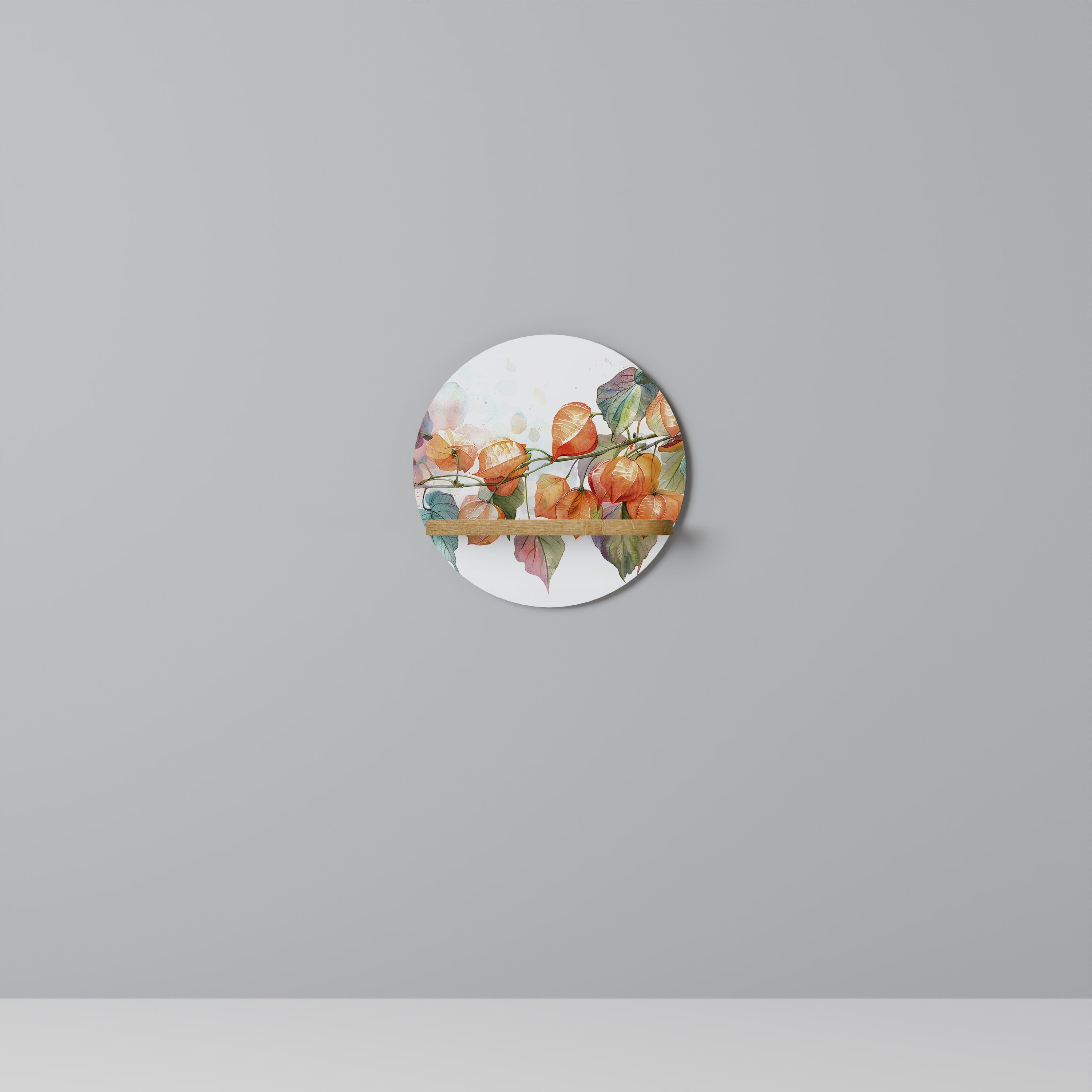 Estantería de arte redonda FLEETING DAYS con efecto roble