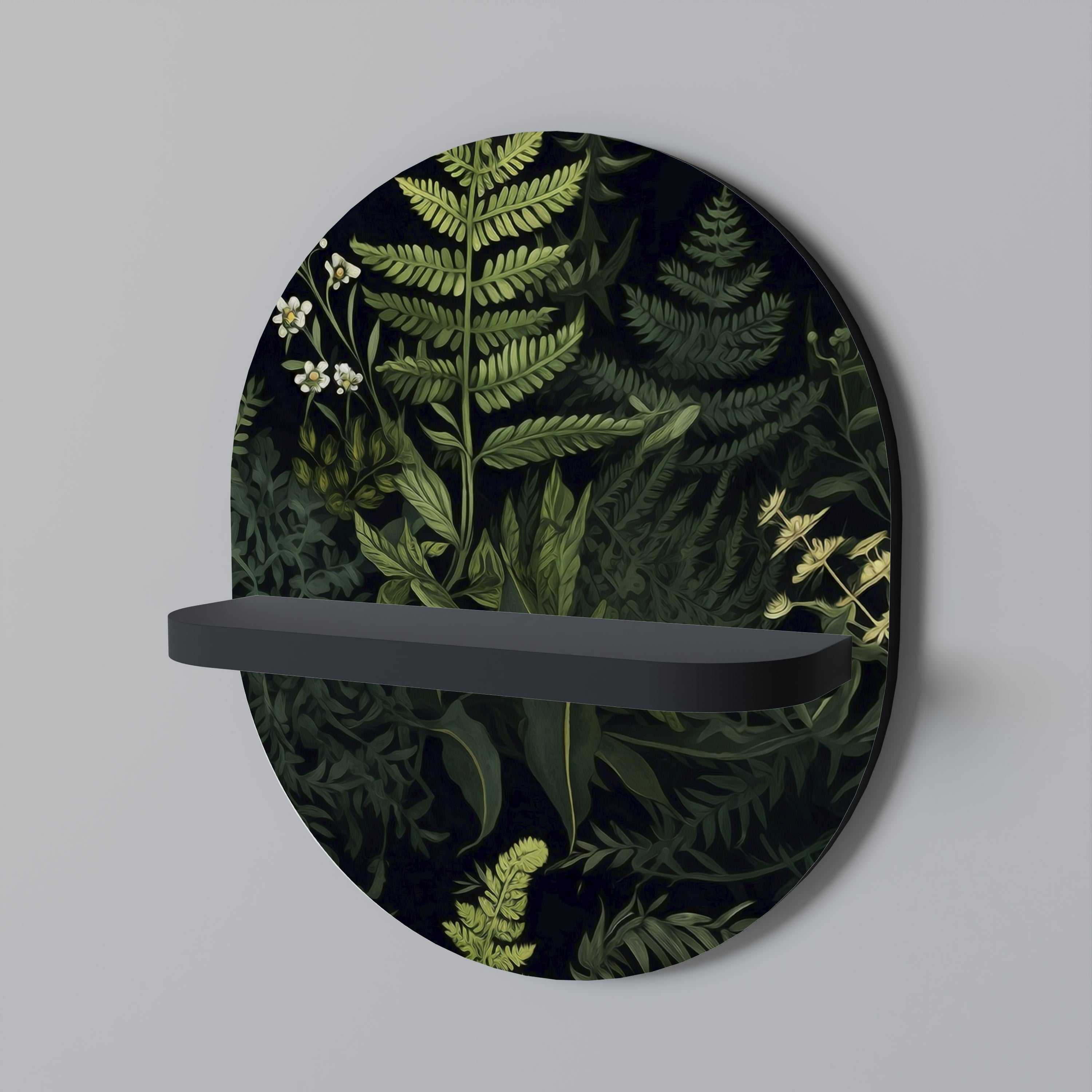 Estantería de arte ovalada FOREST WONDERS con acabado negro