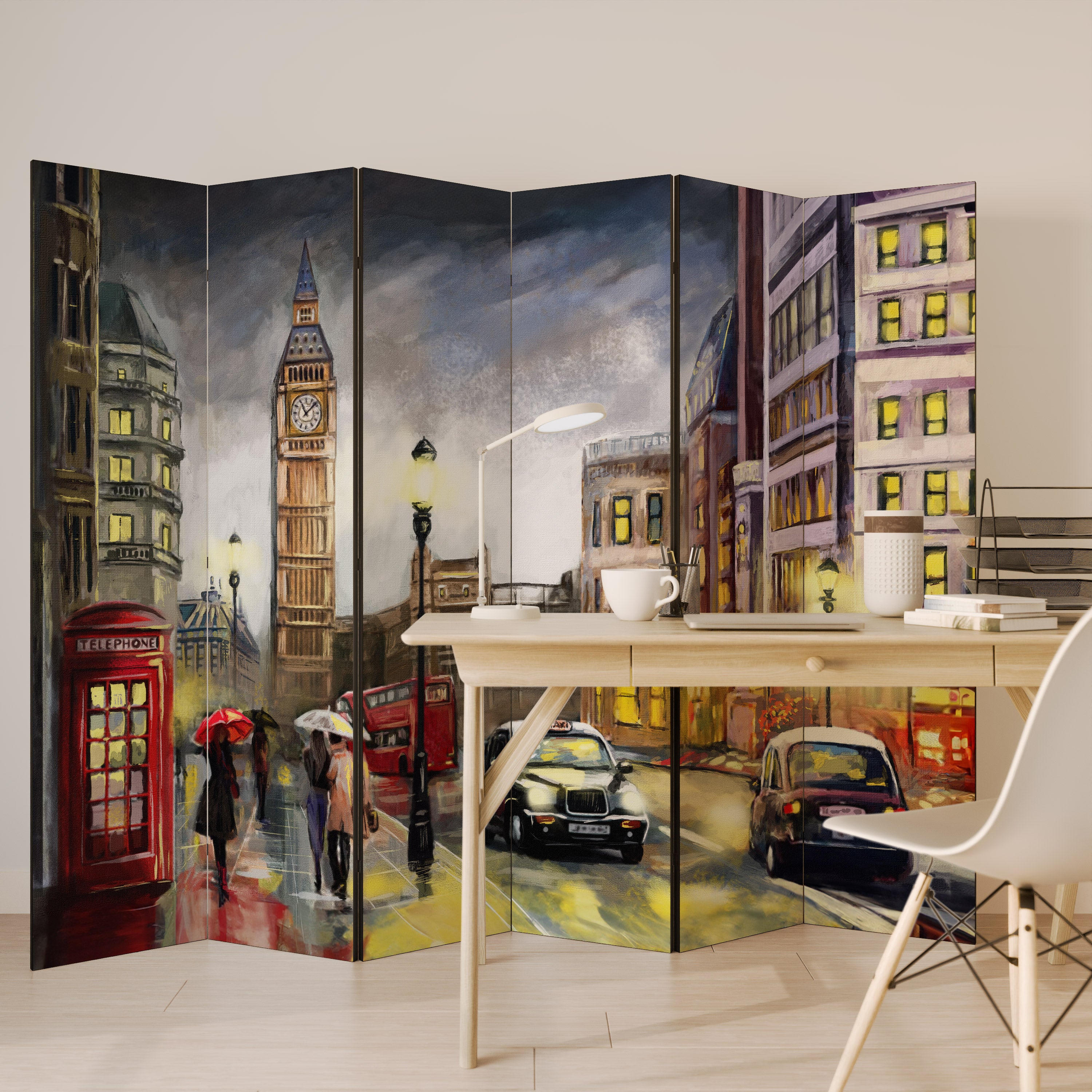 Biombo decorativo de 6 paneles VIBRAS ATEMPORALES DE LONDRES