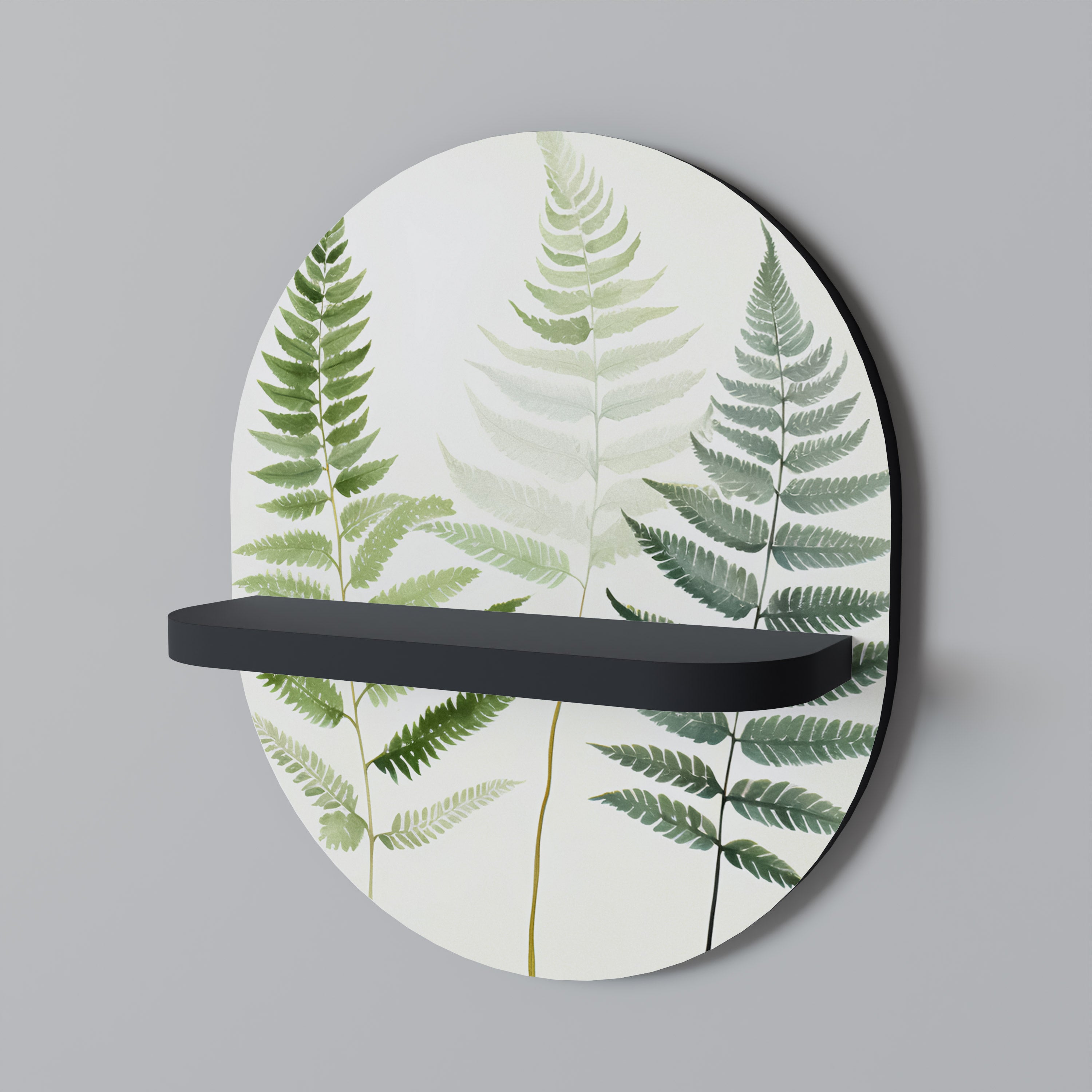 Estantería de arte ovalada FERN MAJESTY con acabado negro