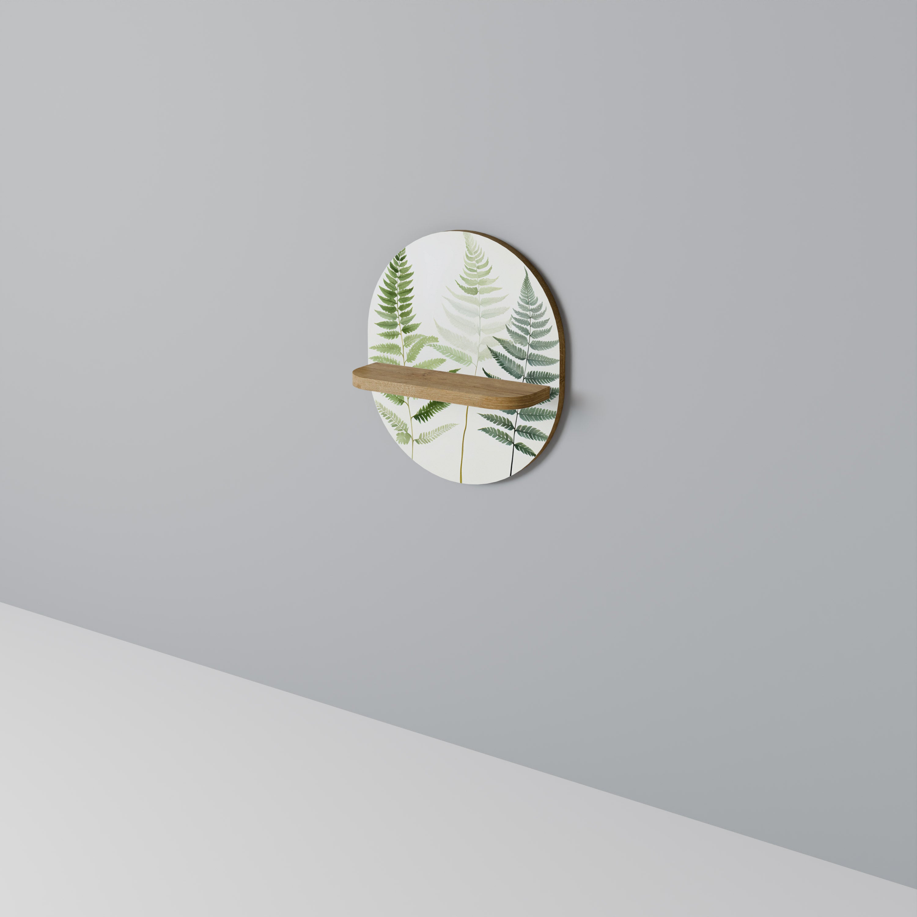 Estantería de arte ovalada FERN MAJESTY con efecto roble