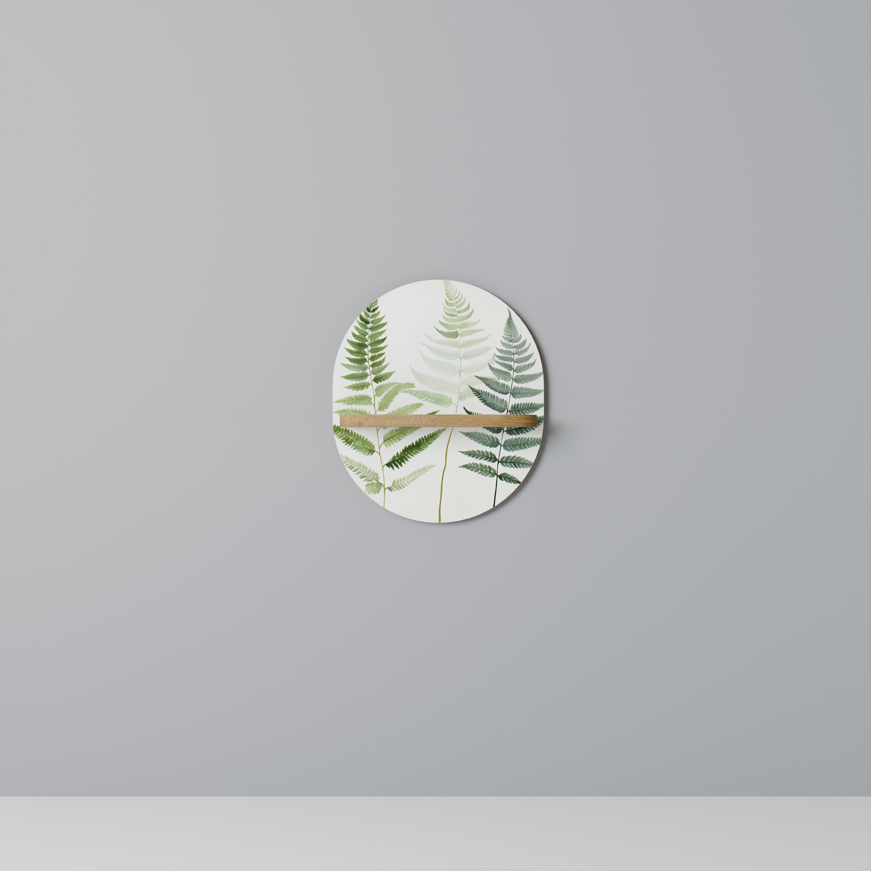 Estantería de arte ovalada FERN MAJESTY con efecto roble