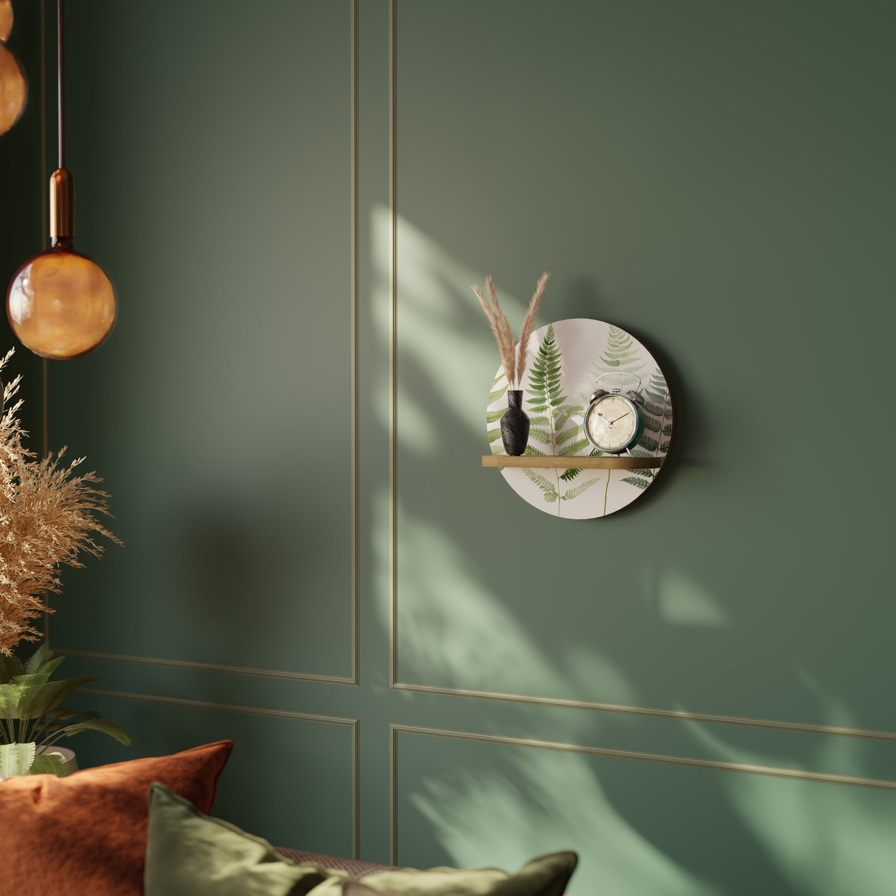 Estantería artística redonda FERN MAJESTY con efecto roble