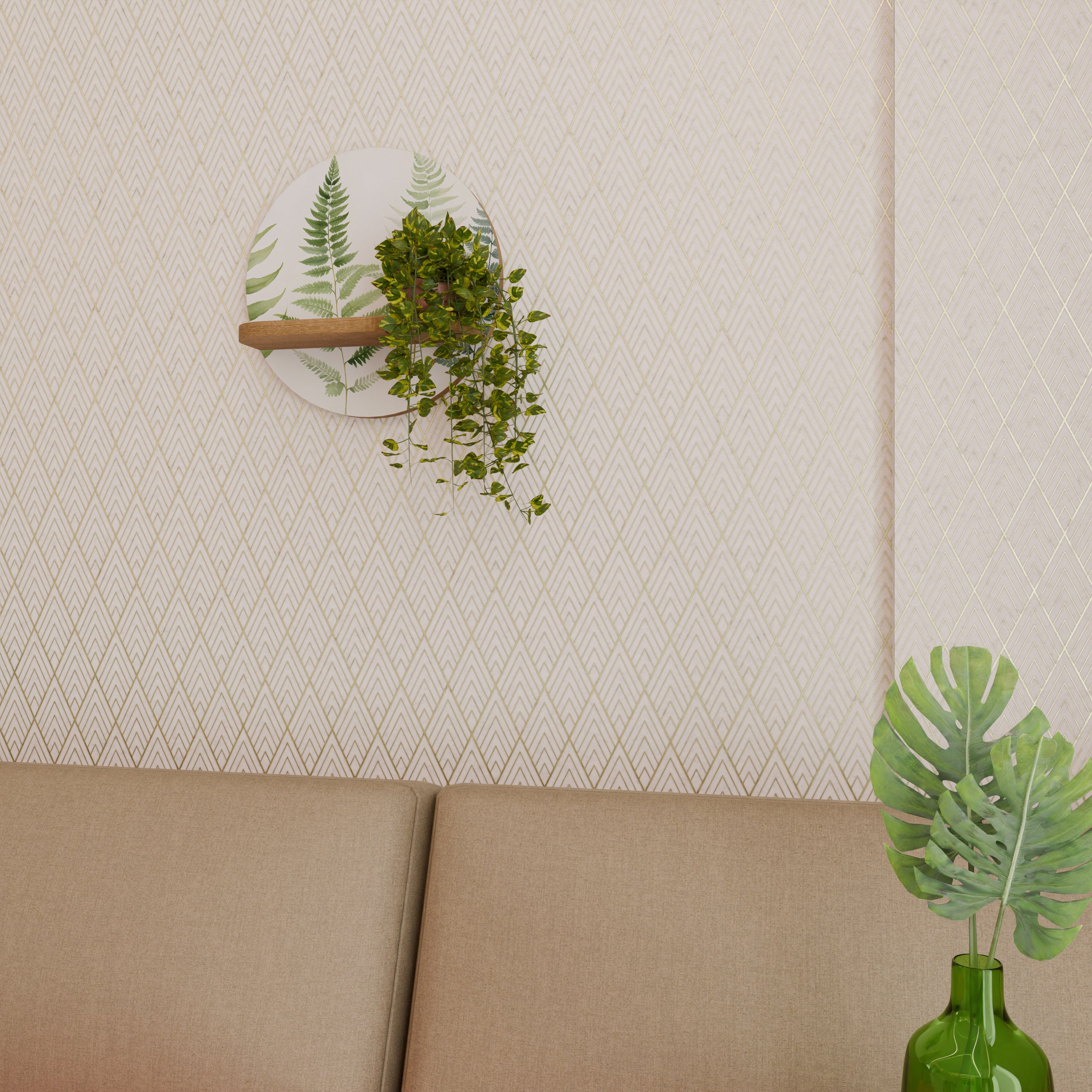 Estantería artística redonda FERN MAJESTY con efecto roble