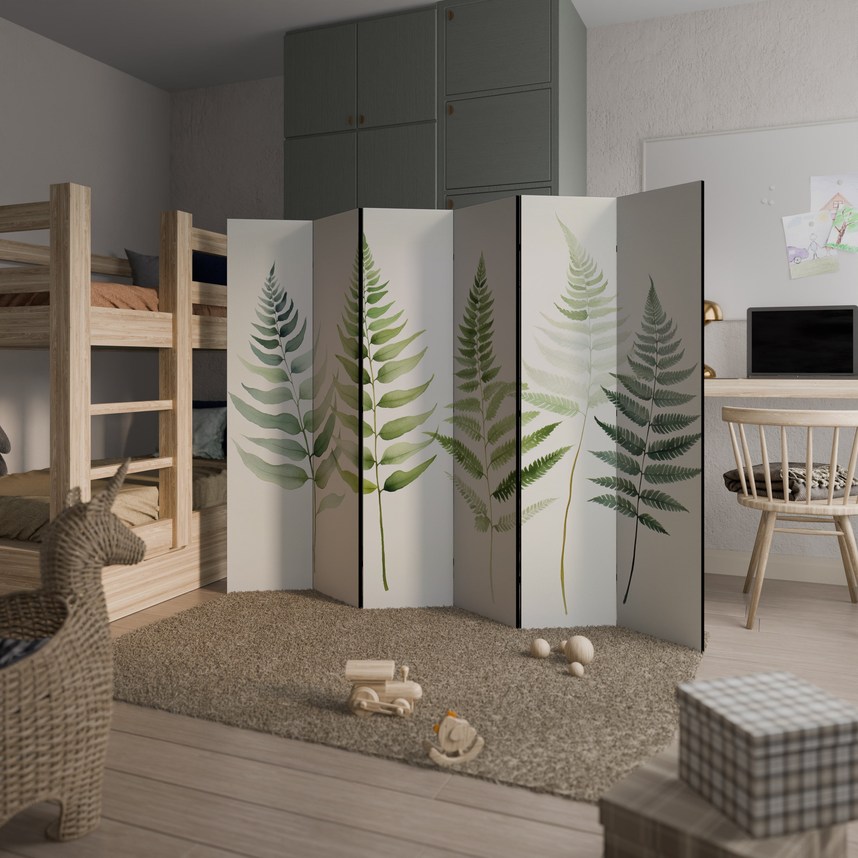 Biombo decorativo de 6 paneles FERN MAJESTY