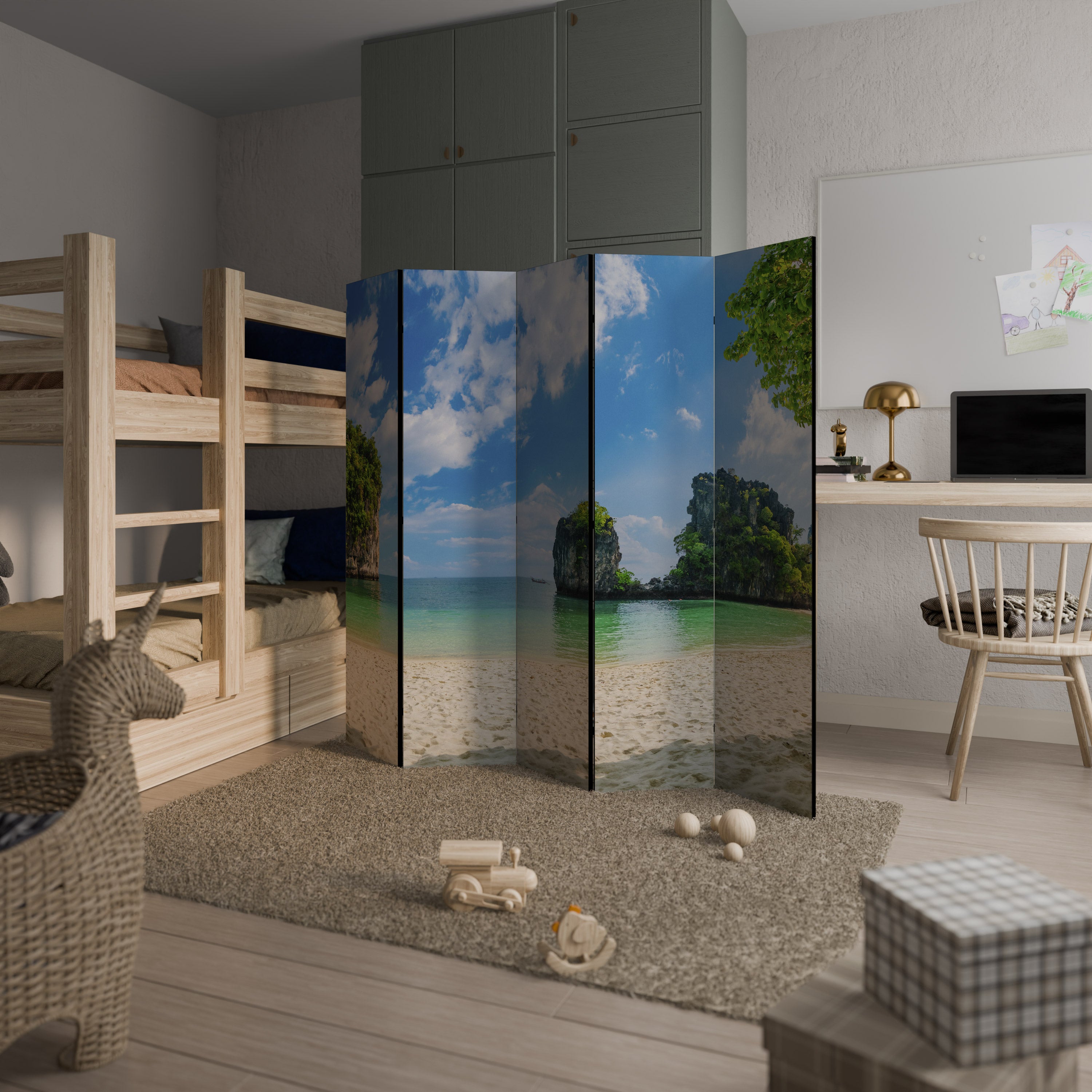 SUN-KISSED HAVEN Decorative 5-Panel Room Divider
