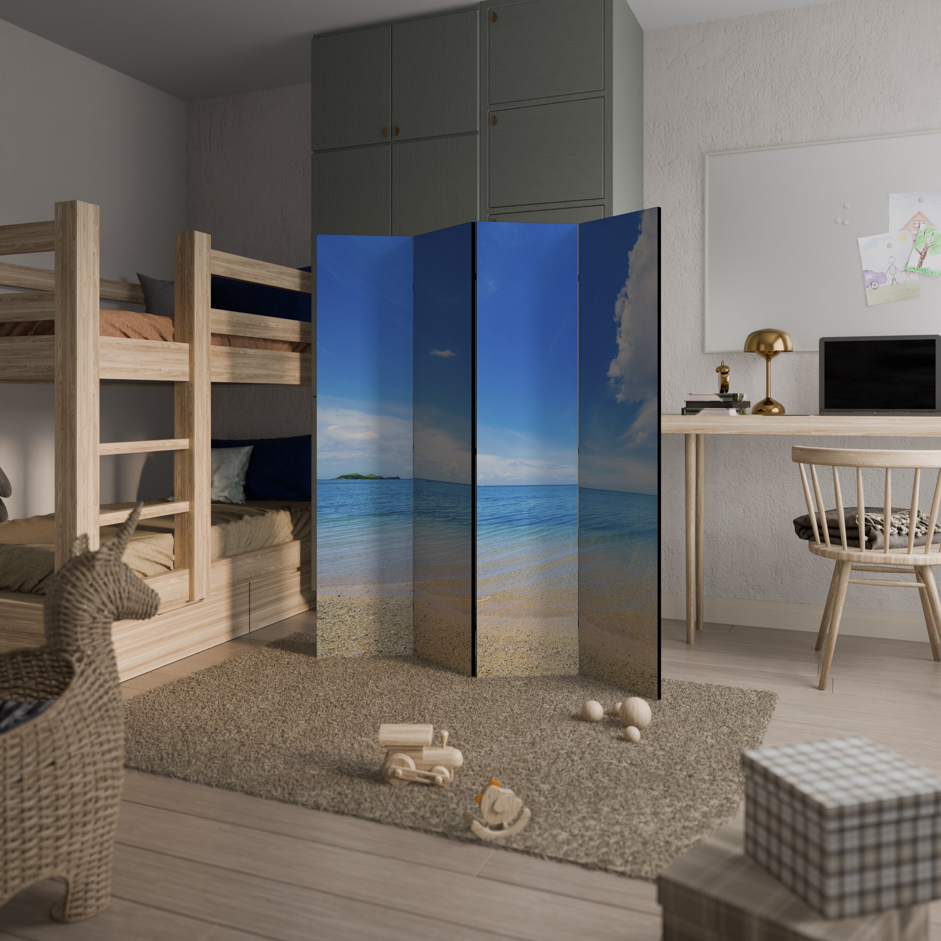 Biombo decorativo de 4 paneles TIDES OF TIME