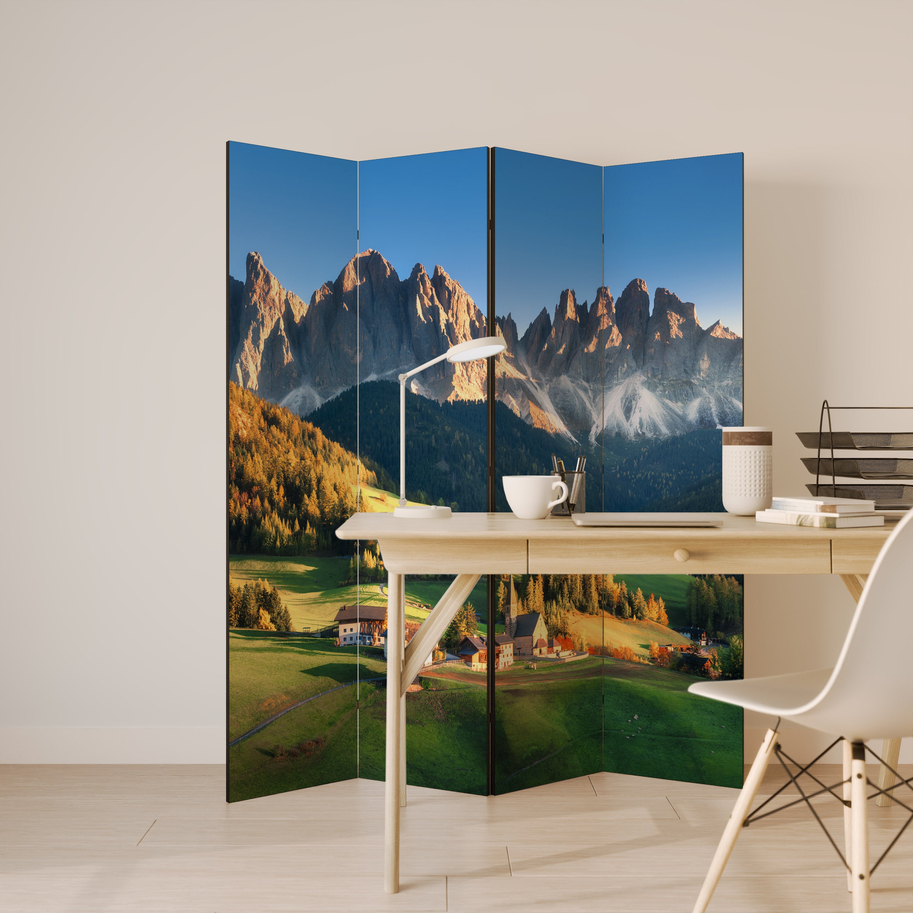 Biombo decorativo de 4 paneles MOUNTAIN DREAMSCAPE