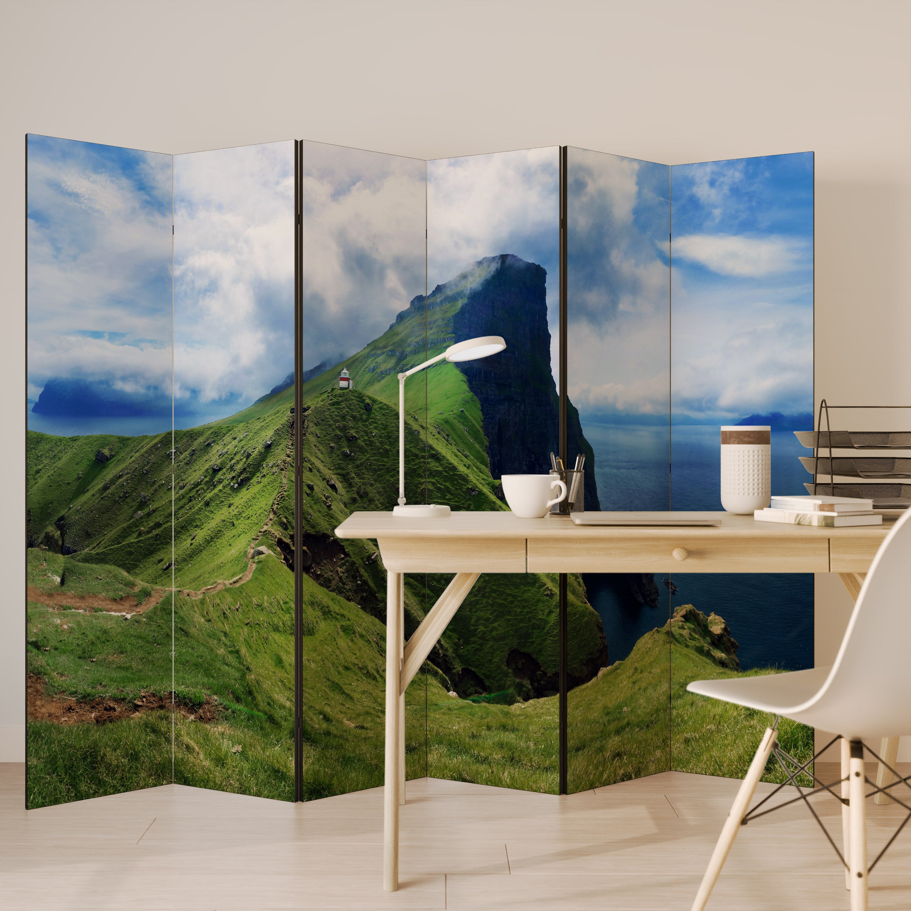 Biombo decorativo de 6 paneles Cliffs of Quietud
